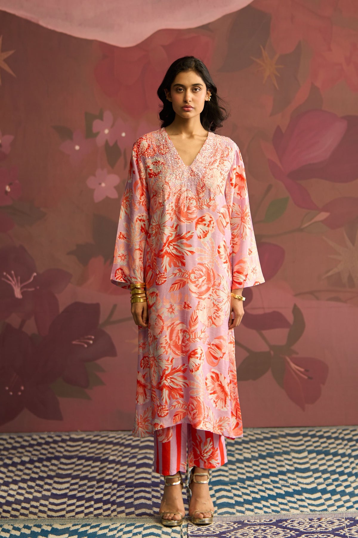 Lavender Bloom Kurta Set