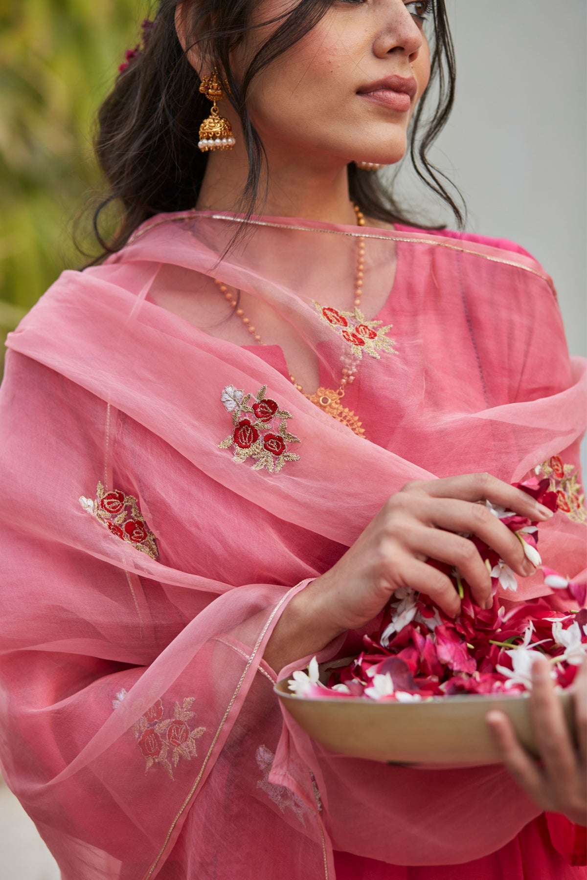 Handwoven Cotton Silk Roseate Kurta Set