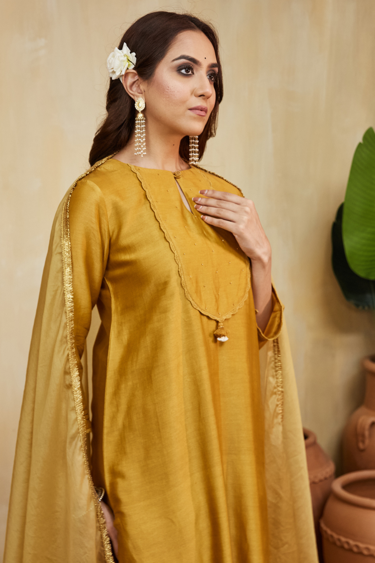 Mustard Hand Nora Kurta Set