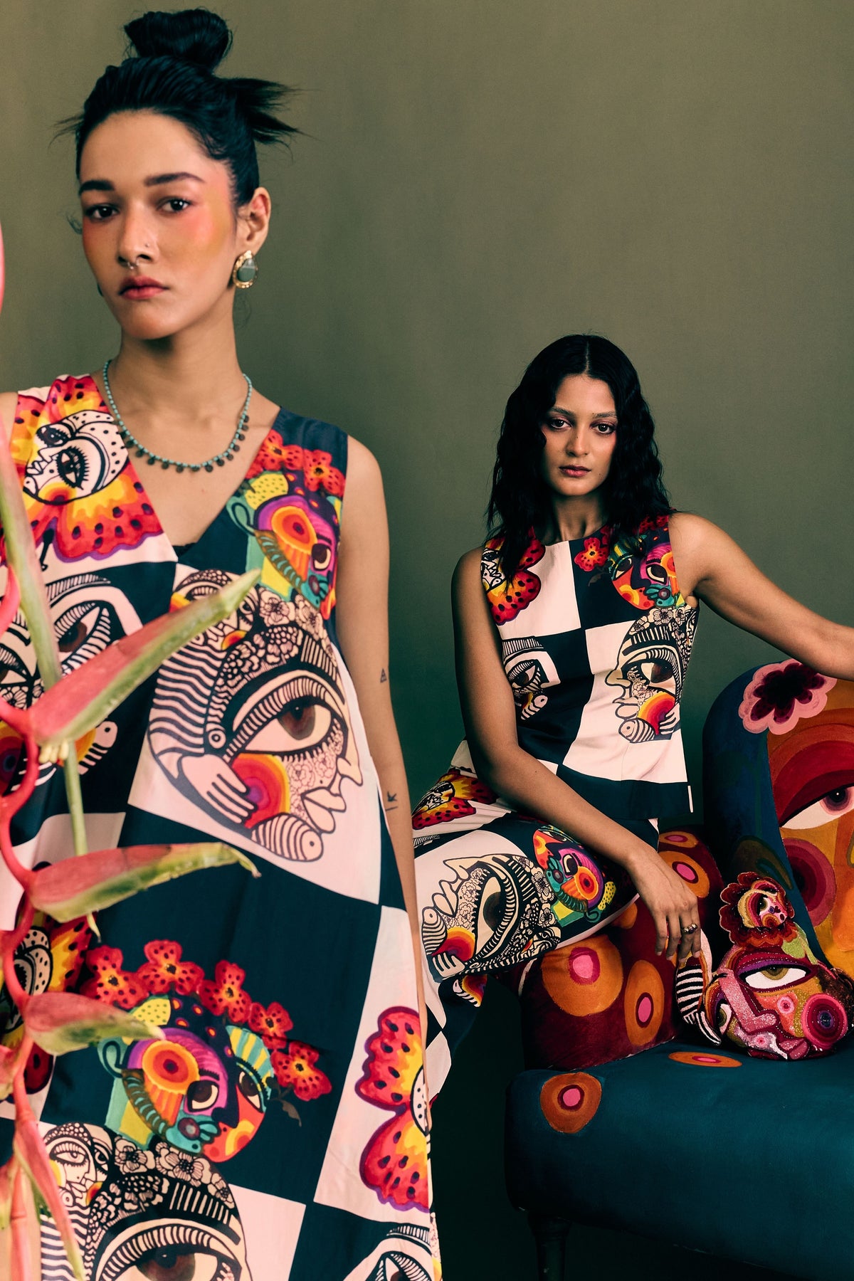 Chess Board Printed Long Dress