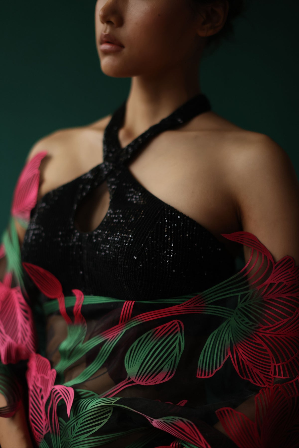 Sequinned Halter Cross Blouse