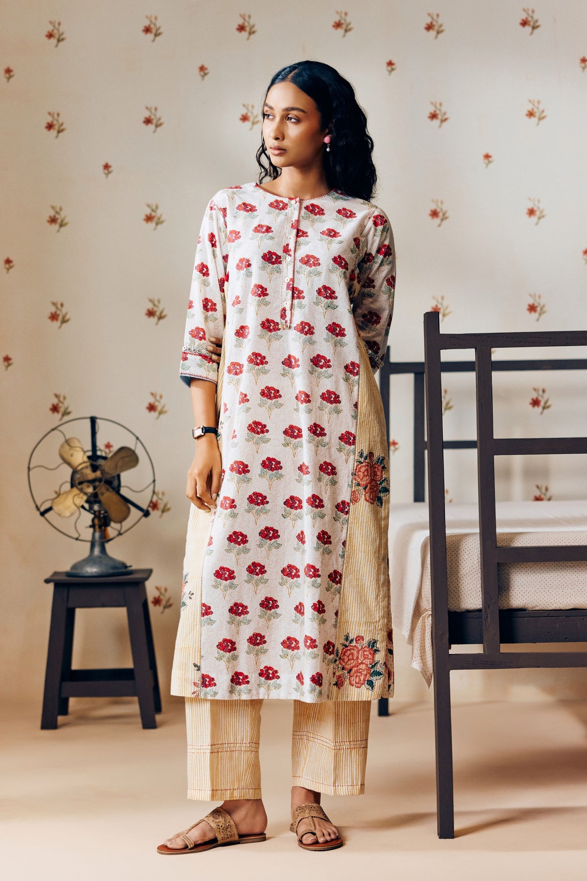 Off-white Cotton Kurta Set