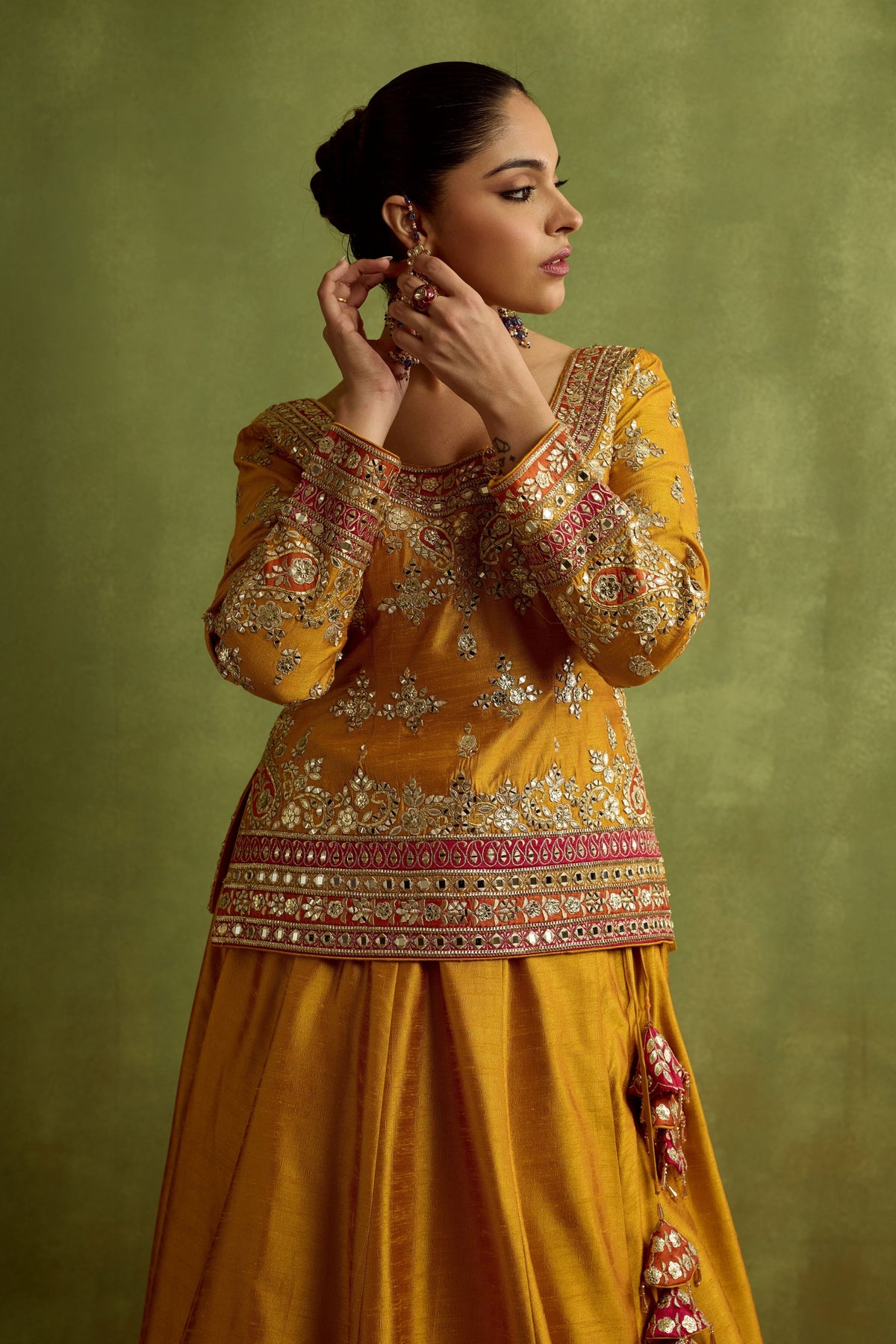 Silk Kurta Lehenga Set