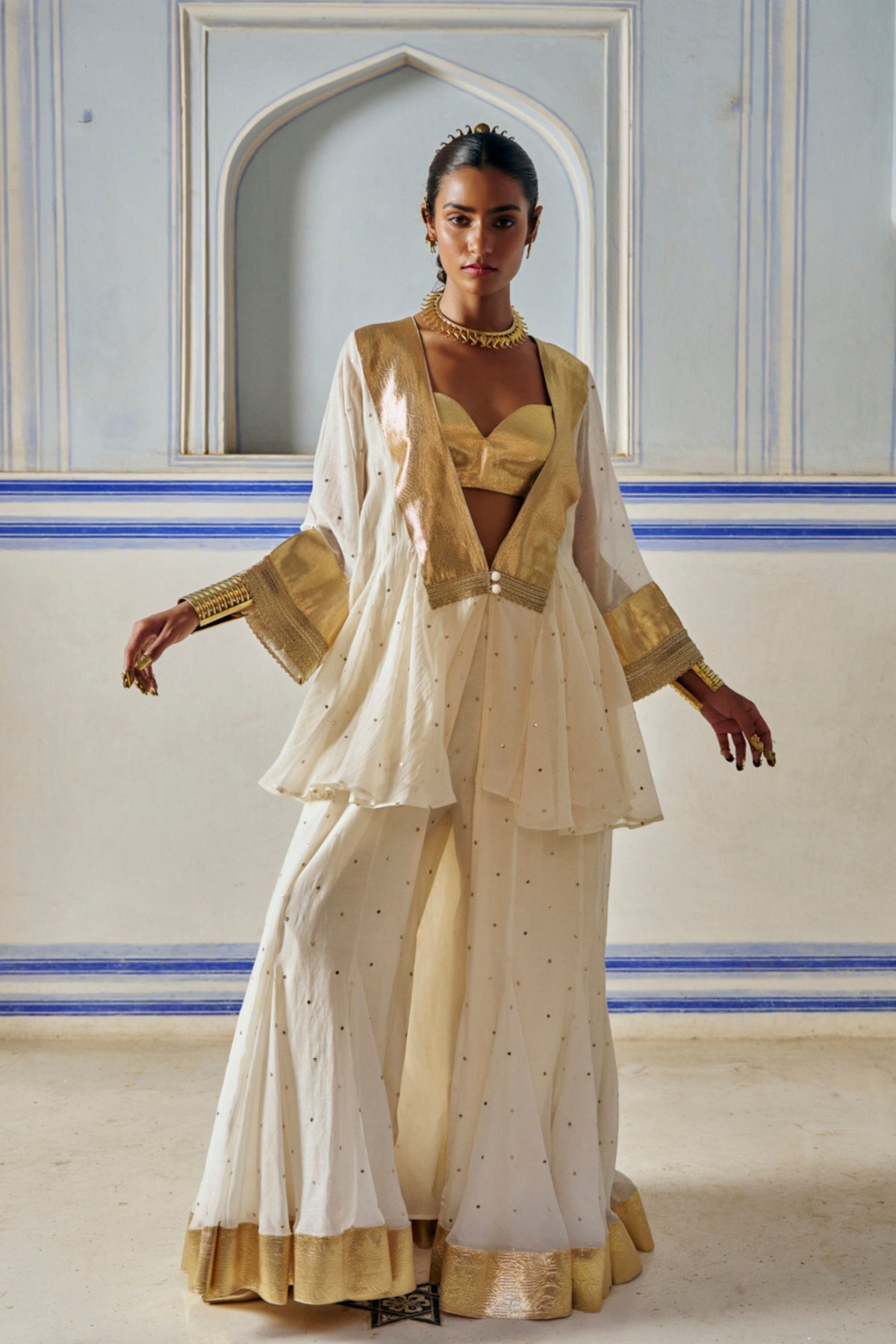 Ivory Mukesh Jacket With Sharara
