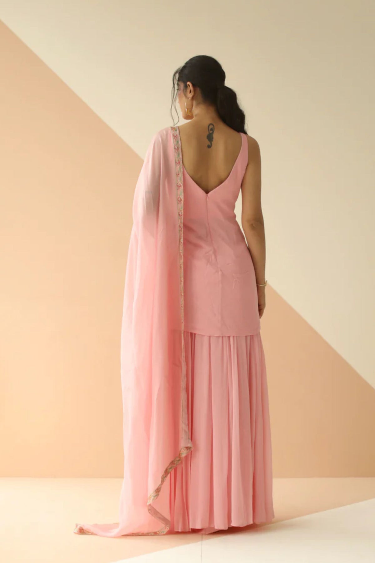 Baby Pink Heavy Jaal Kurti