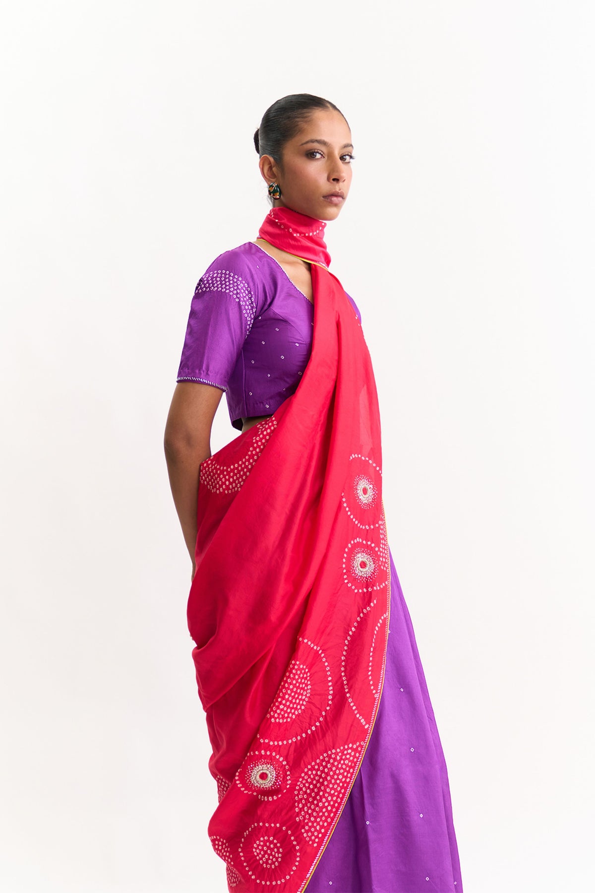 Luna Purple Tomato Saree