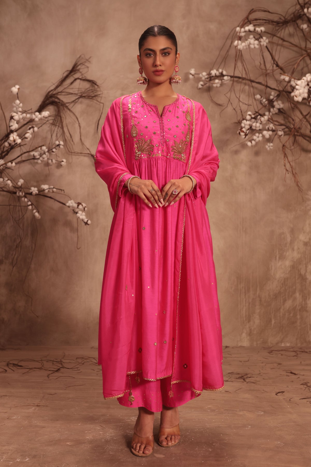 Hot Pink Frockstyle Kurta Set