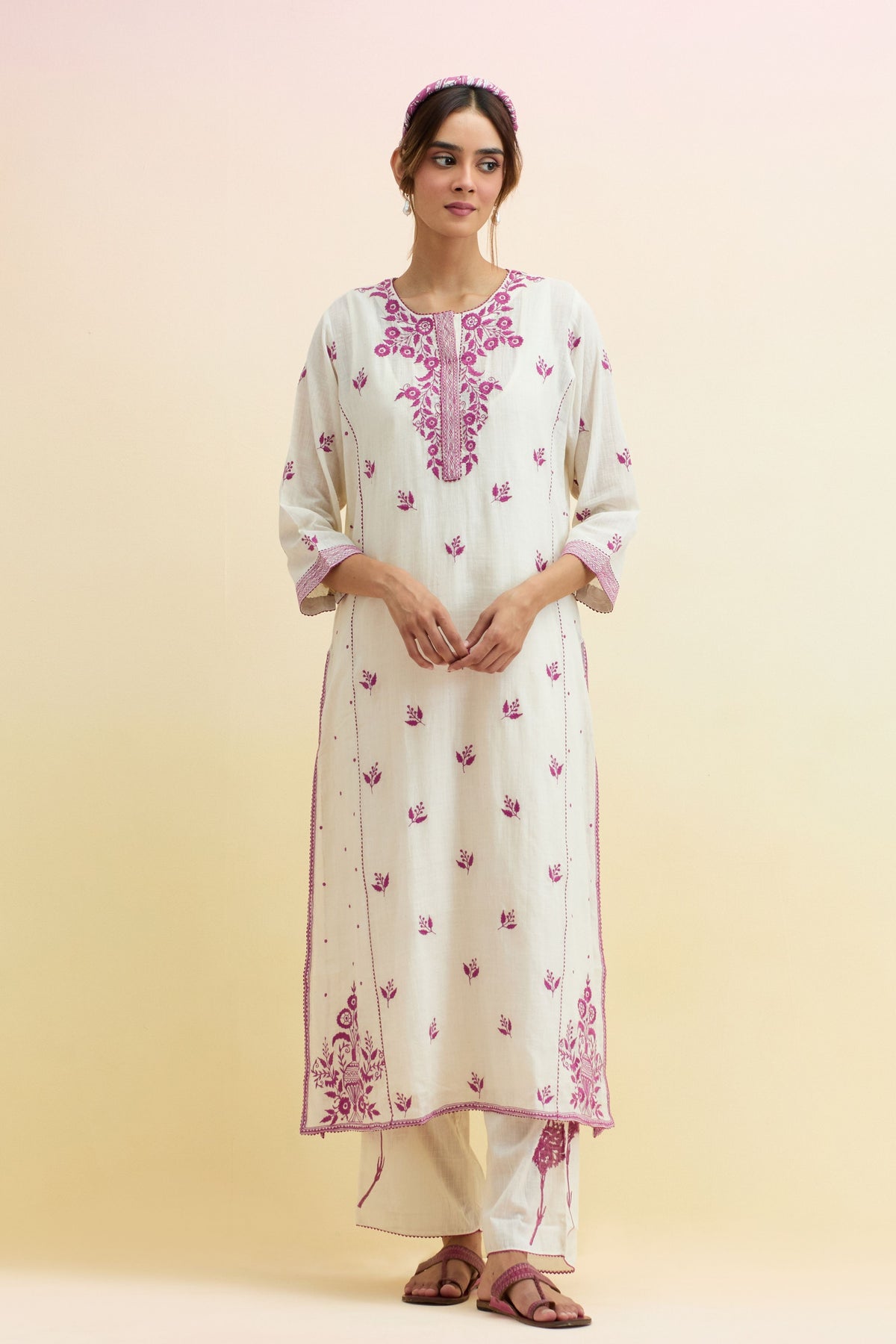 Off White Kalidar Kurta Set