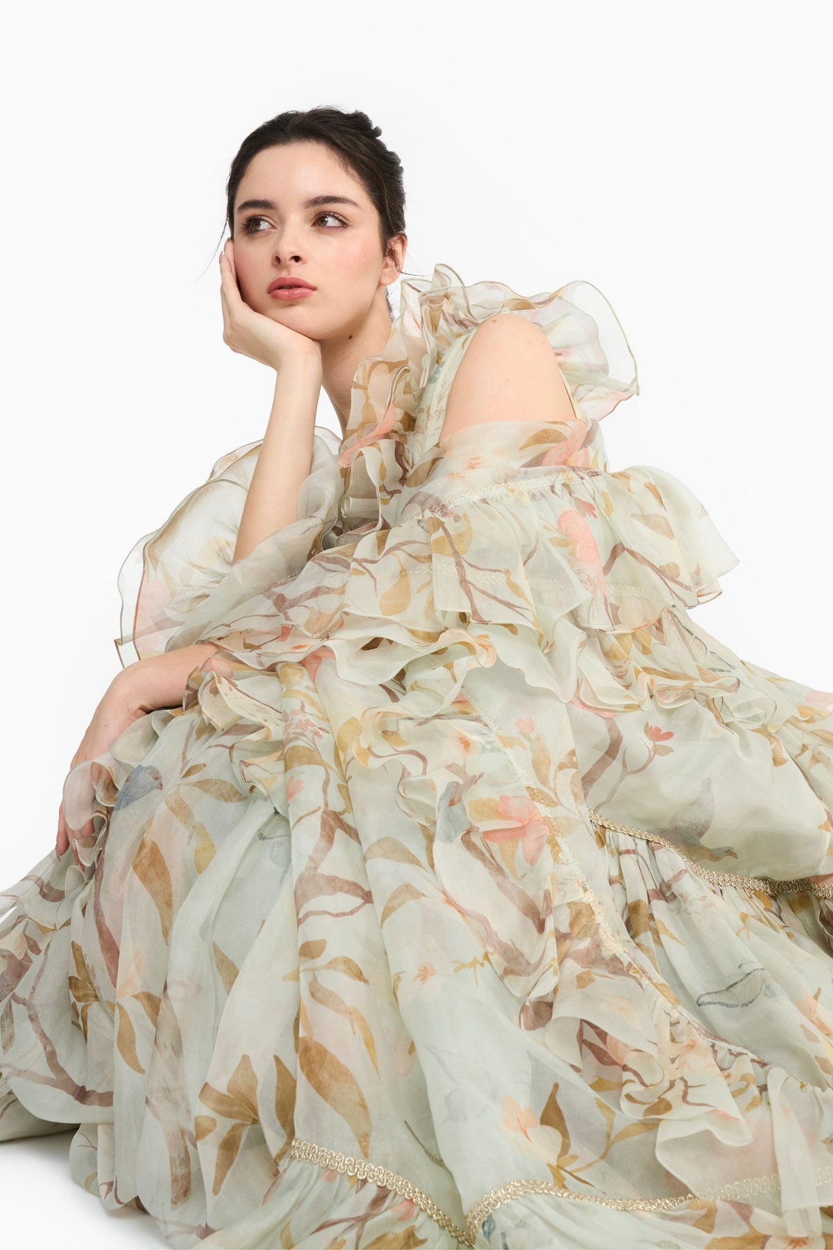Light Teal Chinoiserie Lehenga Set