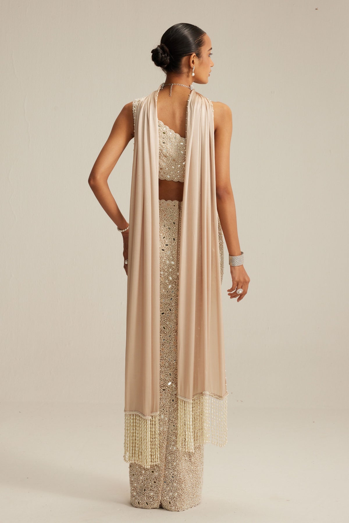Light Beige Pencil Skirt Set