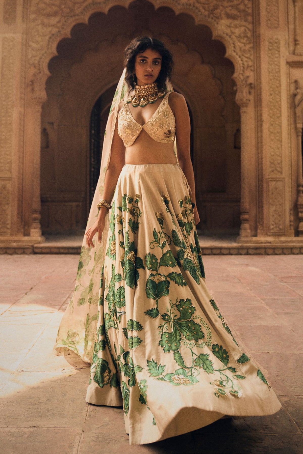 Ivory Floral Lehenga Set