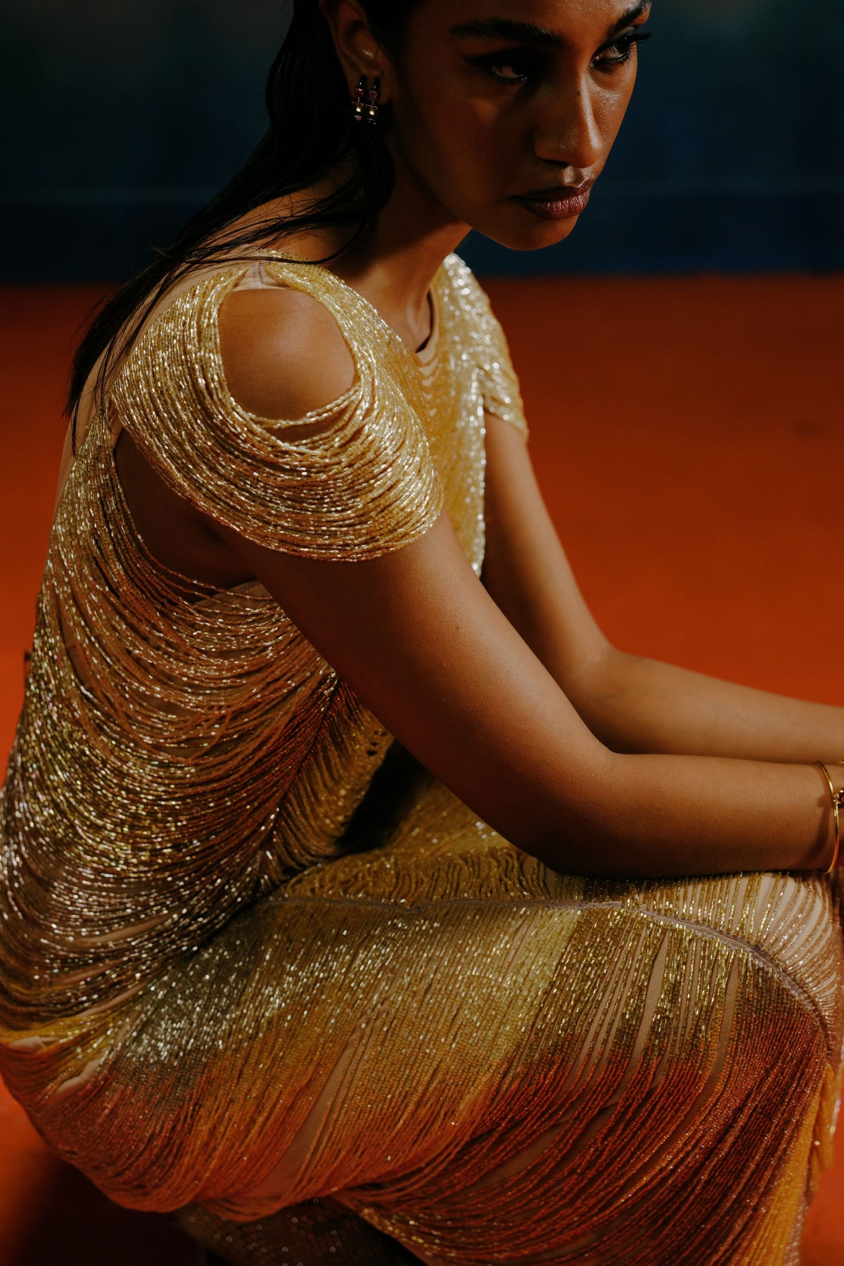 Gold Ombre Tassled Dress