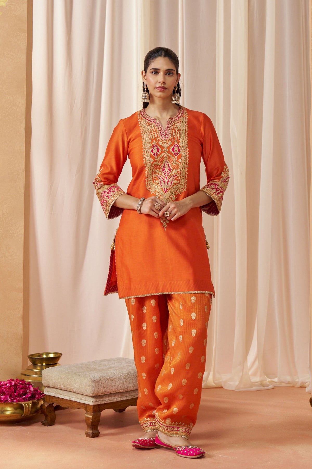 Adeela Burnt Orange Kurta Set
