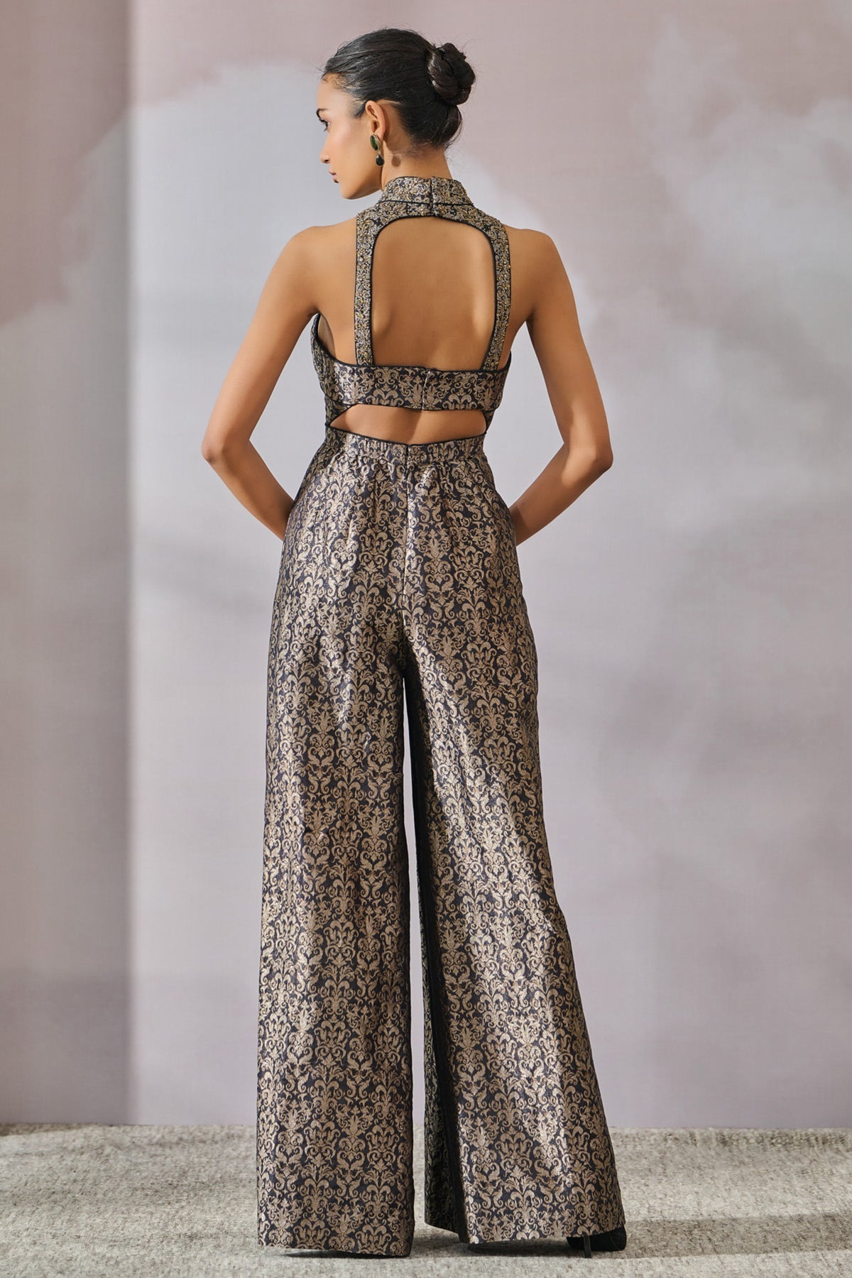 Embellished Brocade Jumpsuit