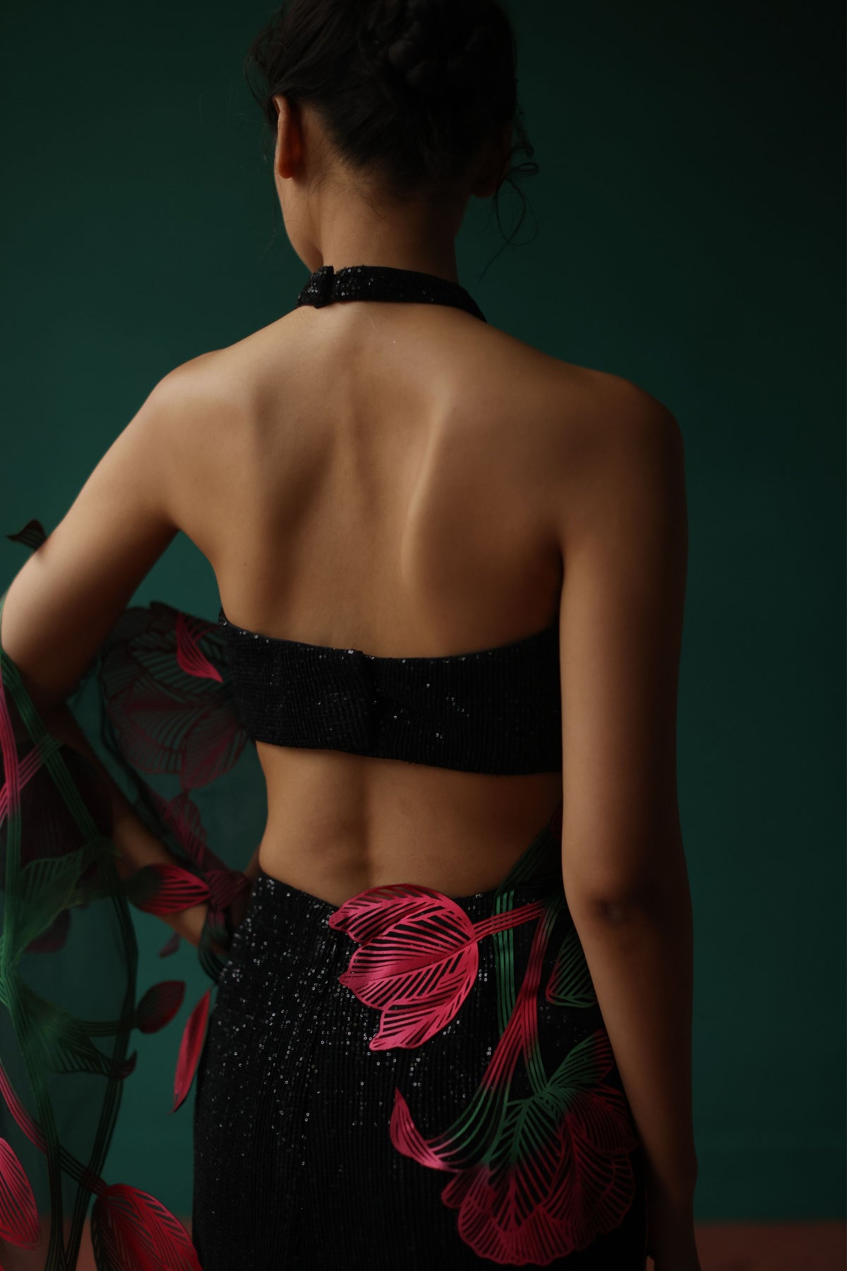 Sequinned Halter Cross Blouse