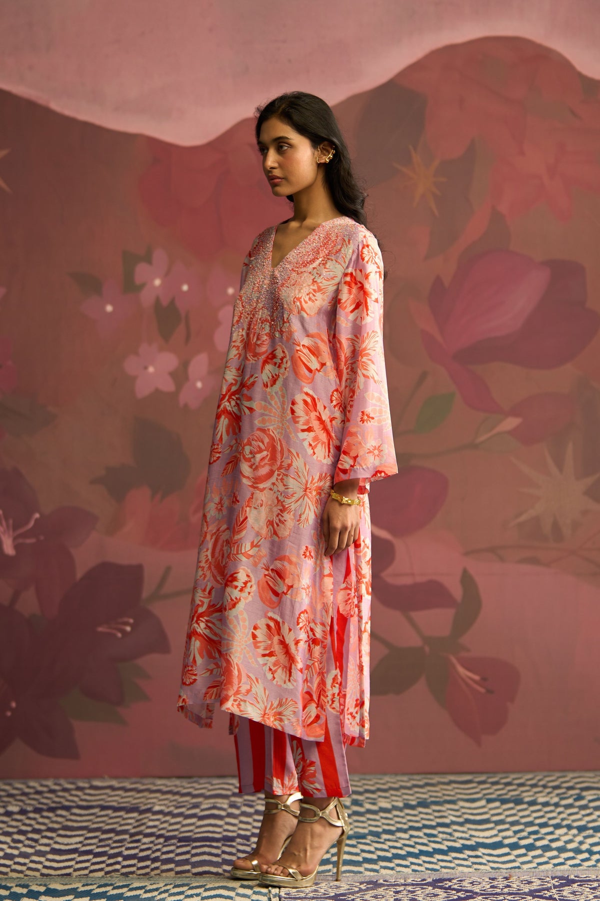 Lavender Bloom Kurta Set