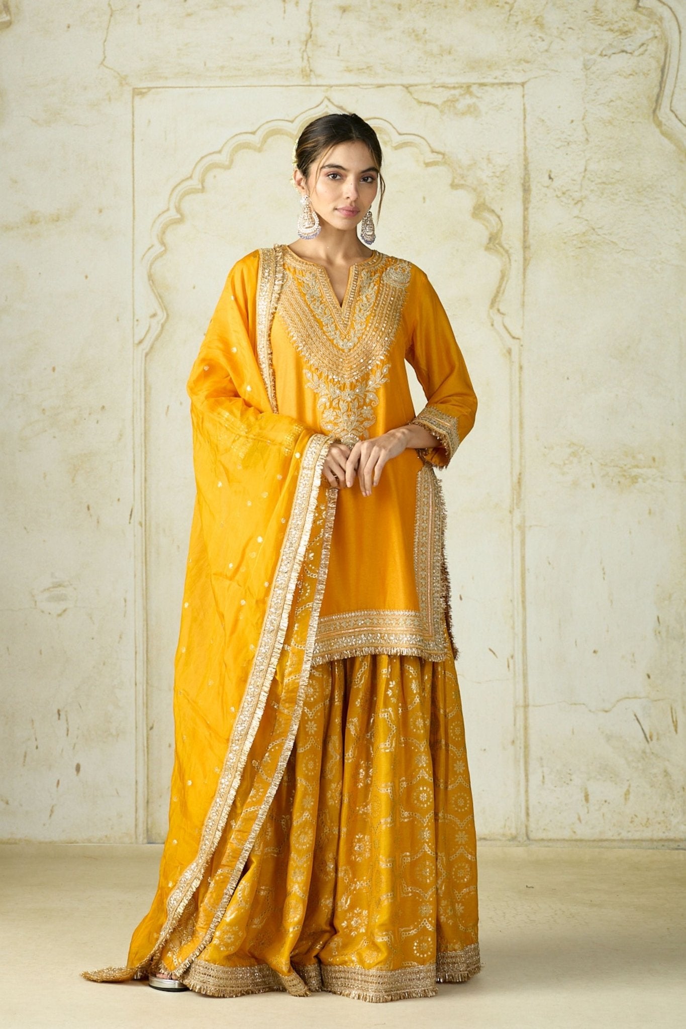 Yellow Ameena Sharara Set - Gopi Vaid - Elahe