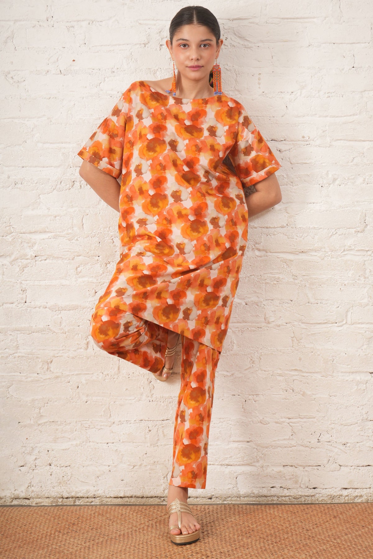 Rust Floral Tunic Set