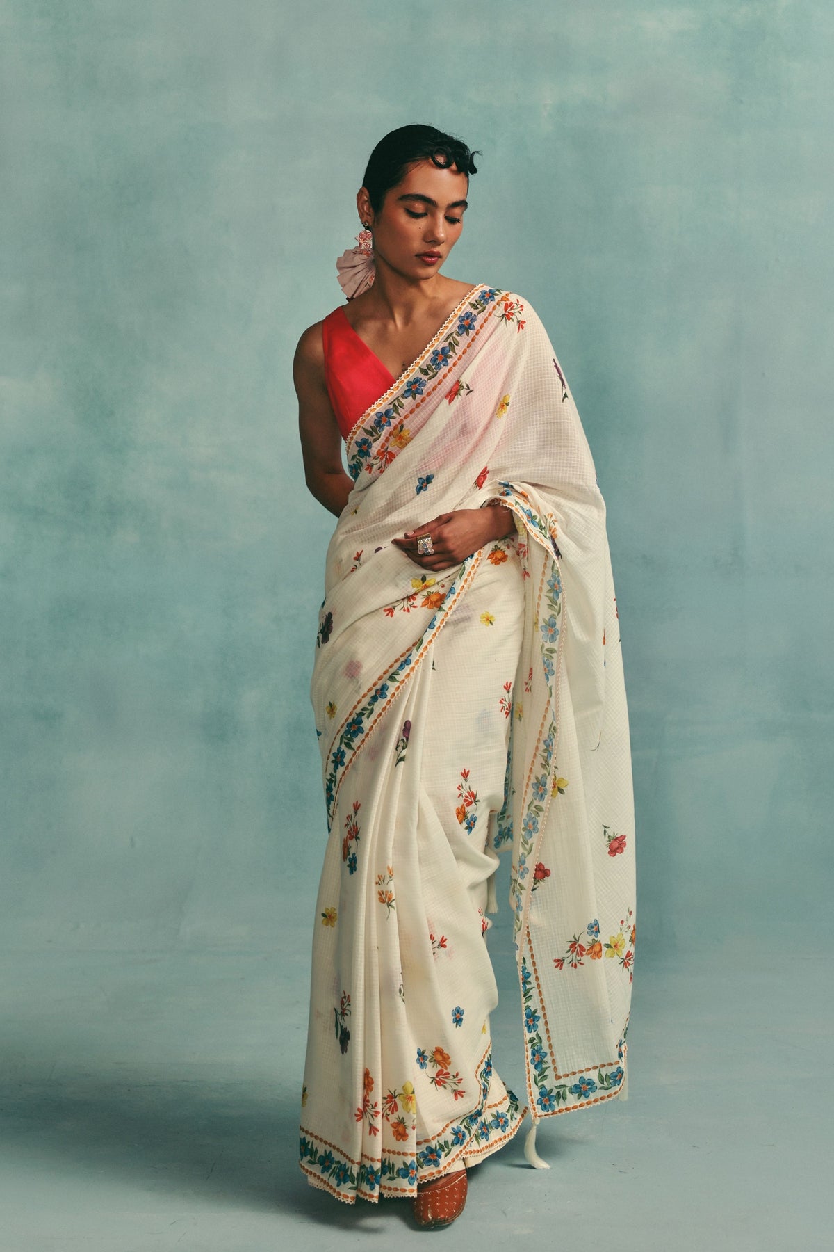 Ecru Daisy Saree