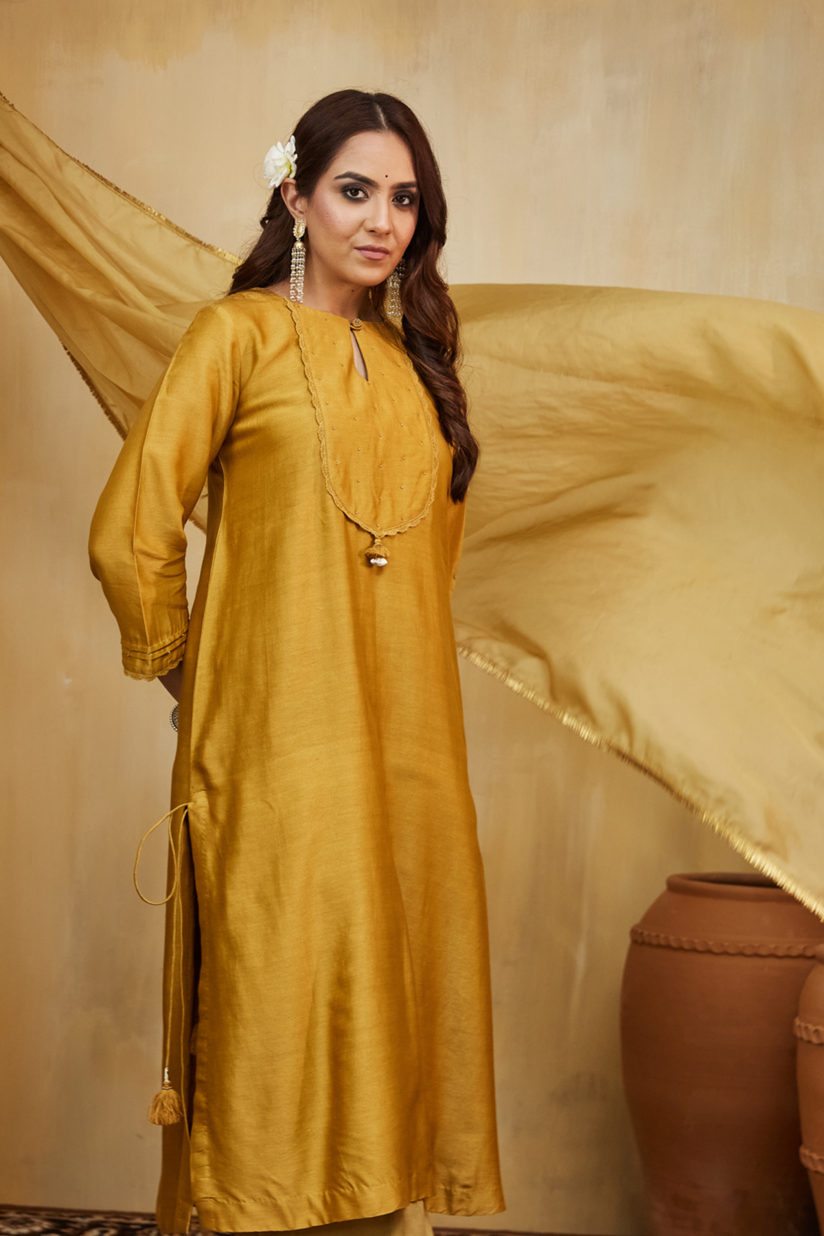 Mustard Hand Nora Kurta Set