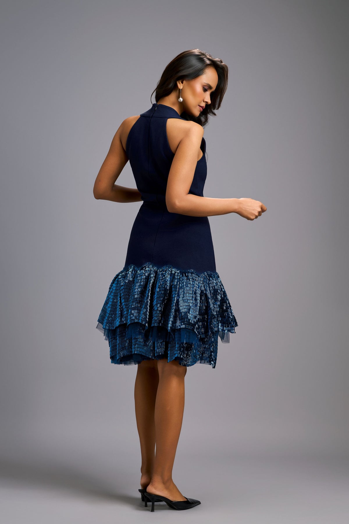 Halter Neck Navy Cocktail Dress
