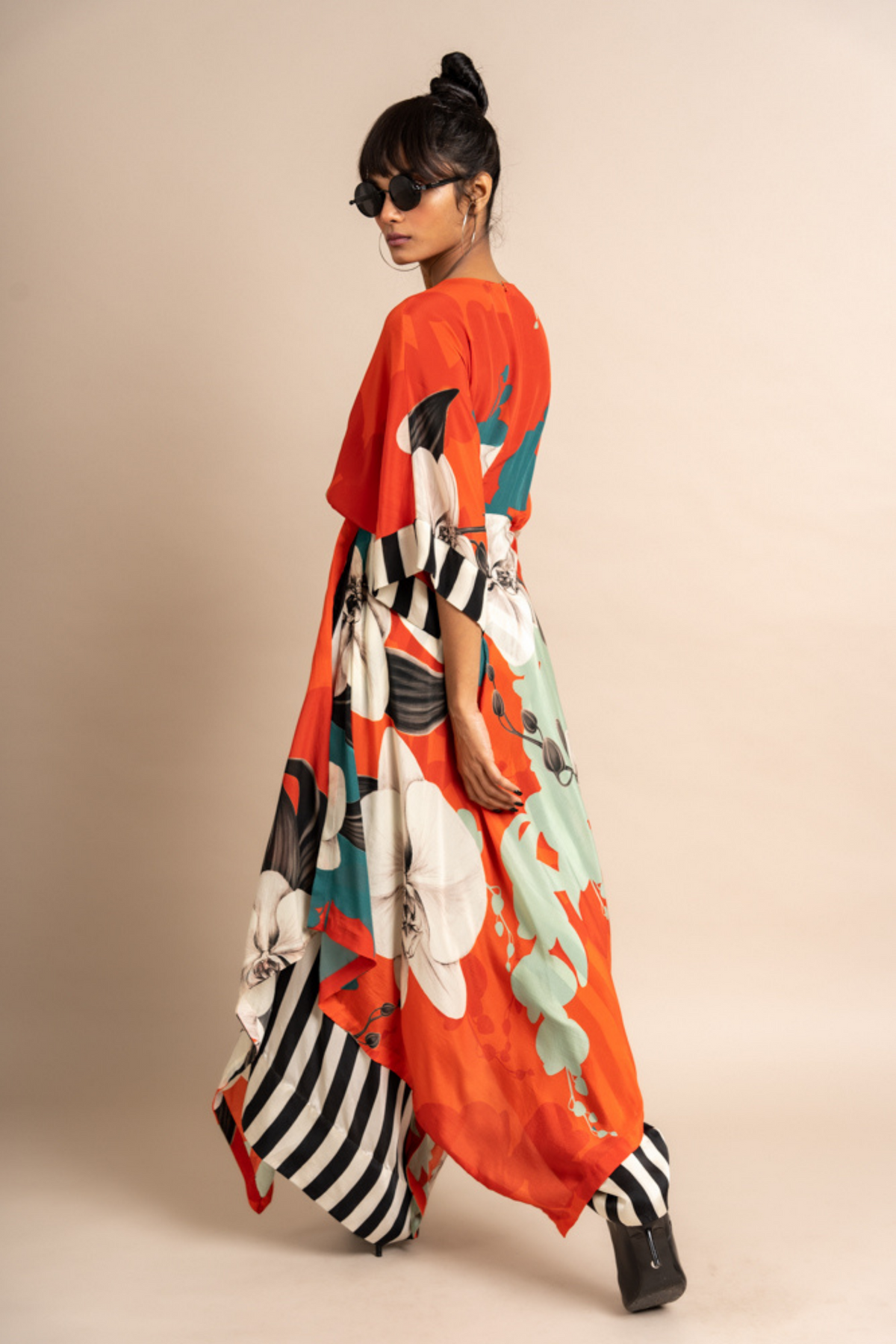 Tangerine Print Top With Pants