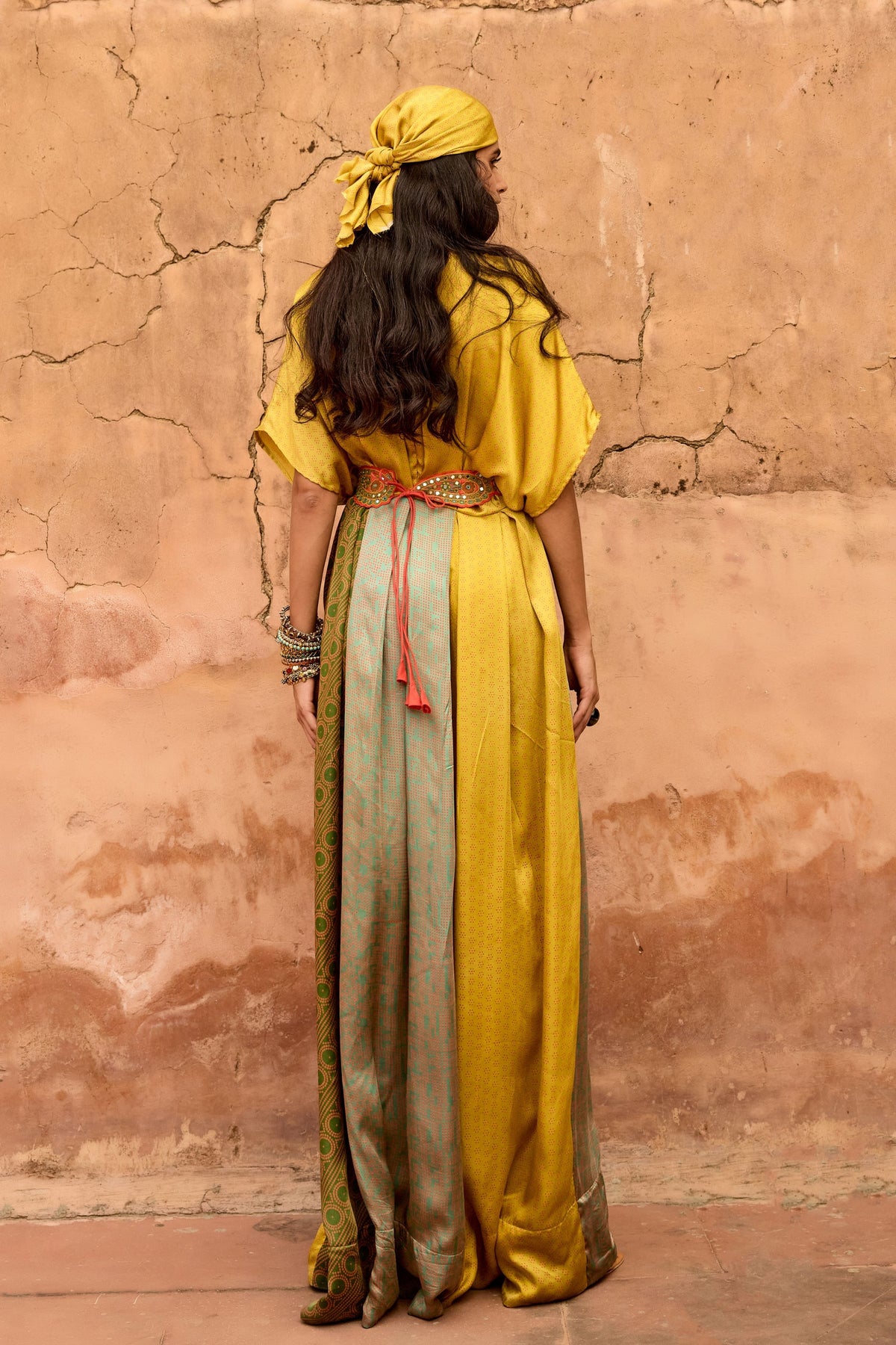 Haldi Nashpal Yellow Belt Dress