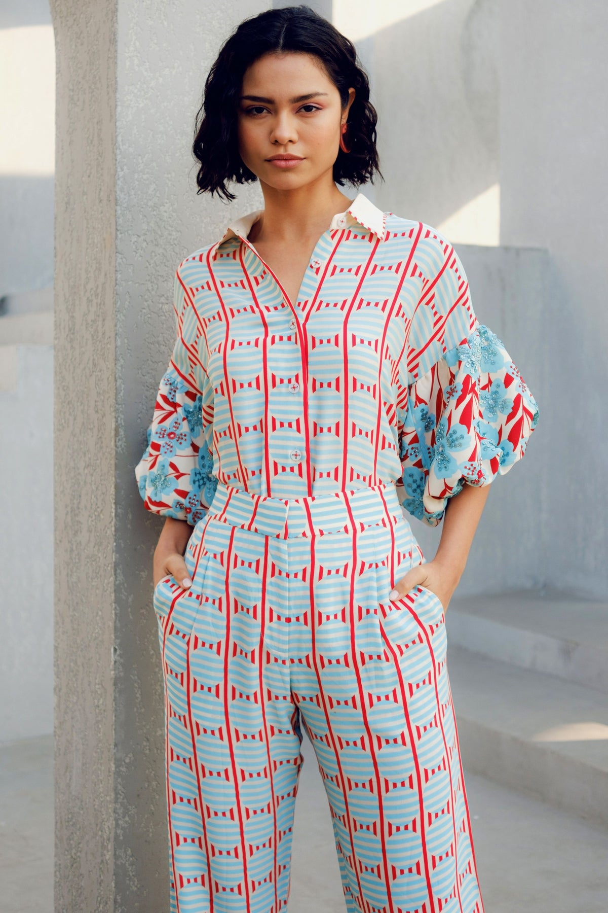 White Print Play Balloon Shirt