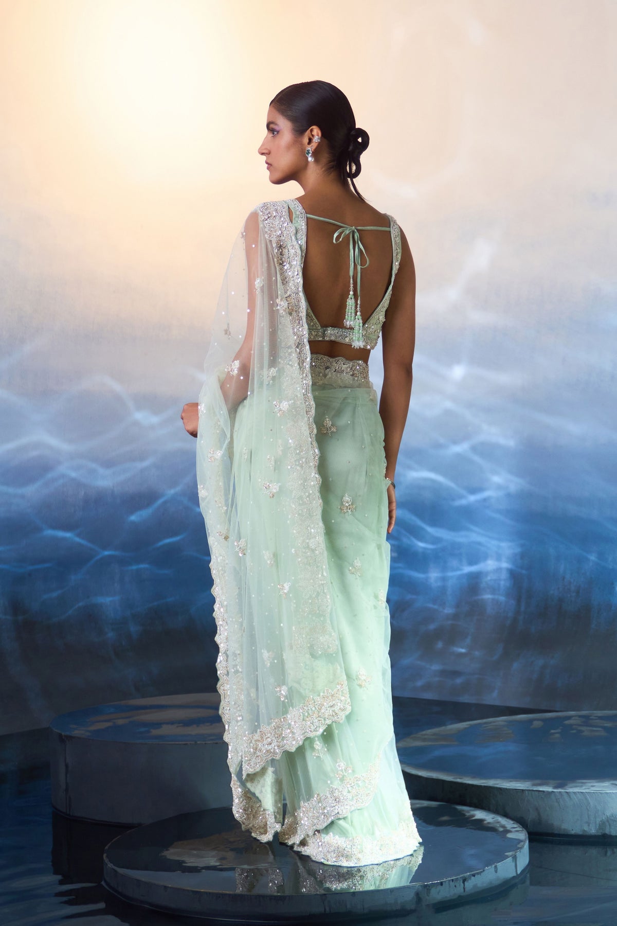 Ice Blue Saree Set