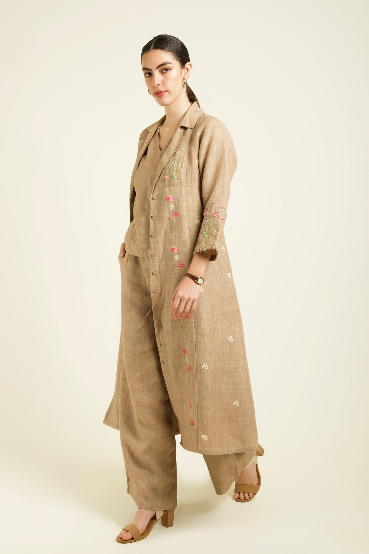 Beige Jacket Set