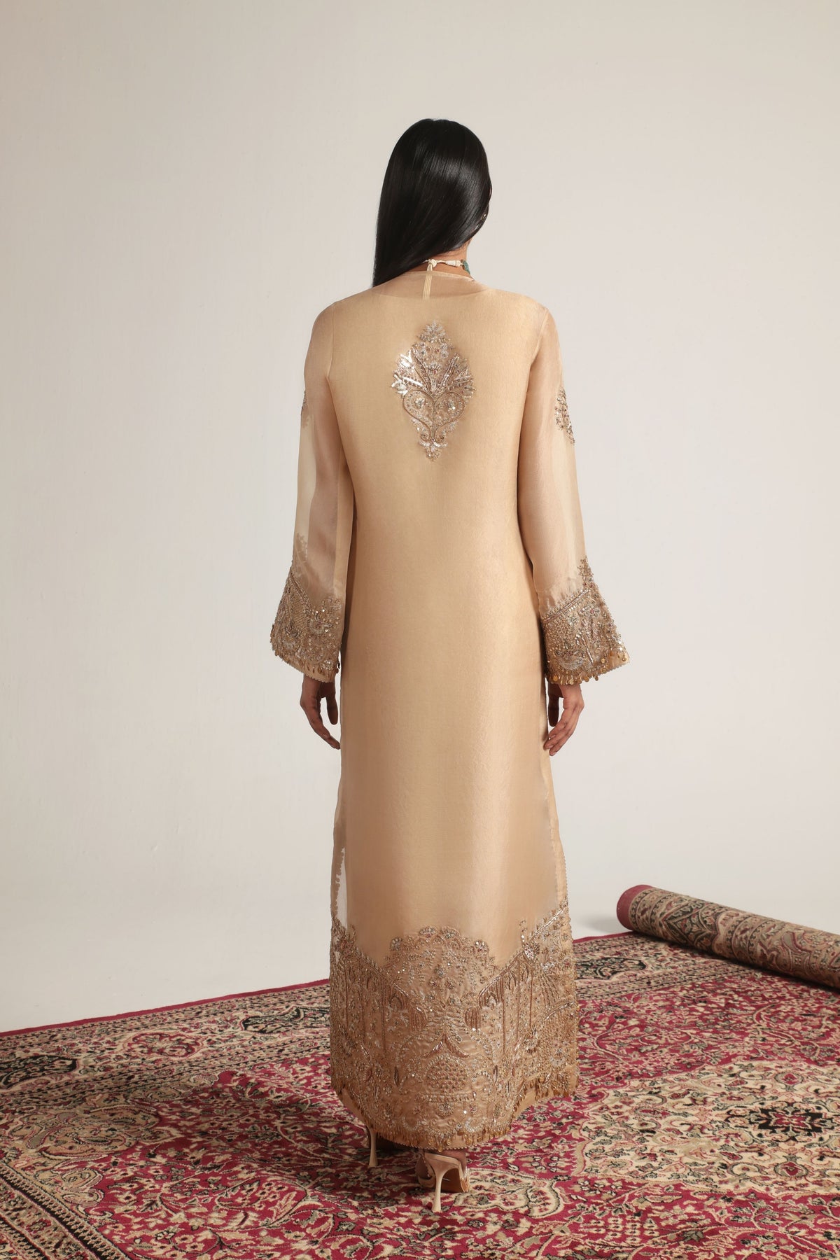 Ivory Heavy Jaal Kaftan Set