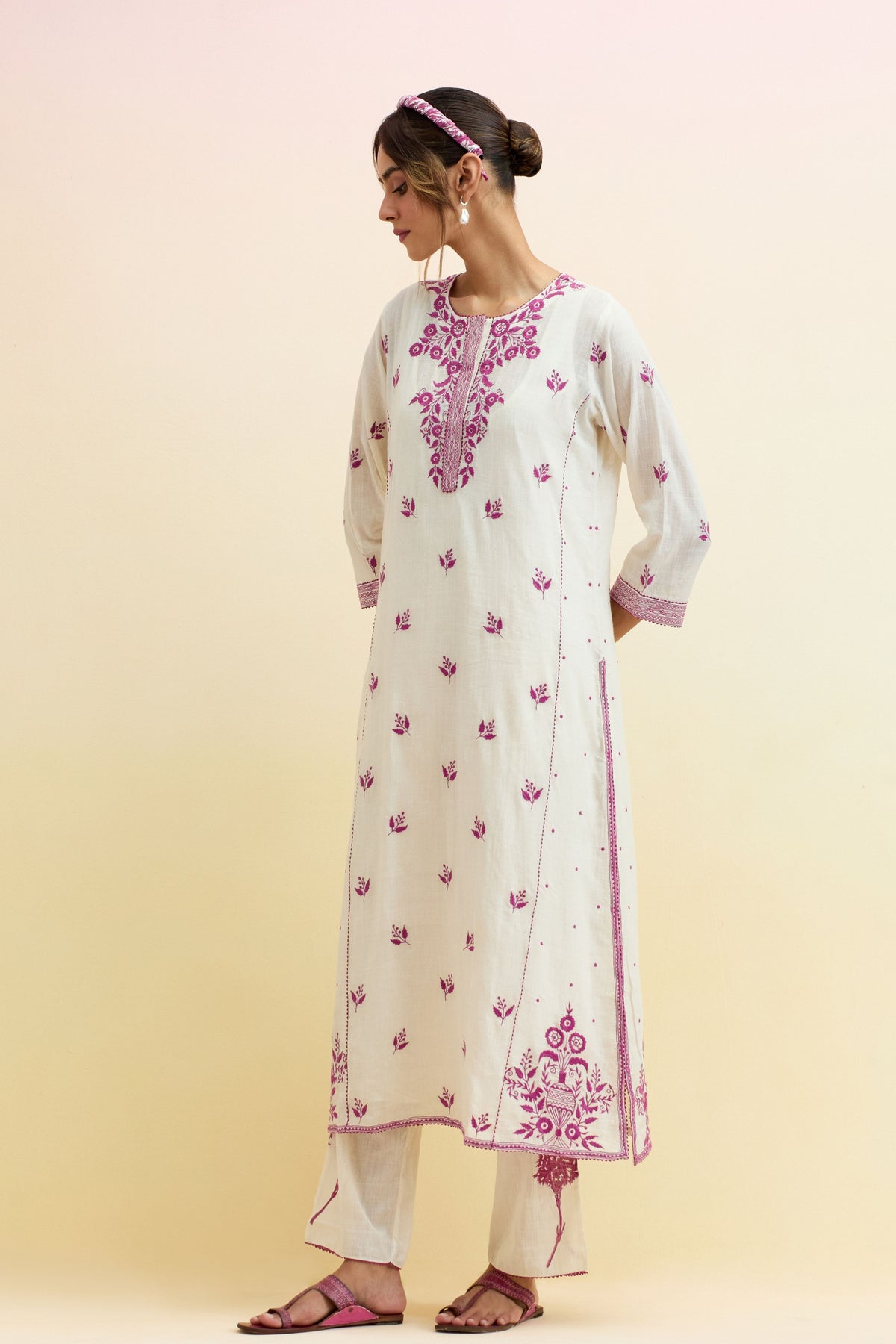 Off White Kalidar Kurta Set