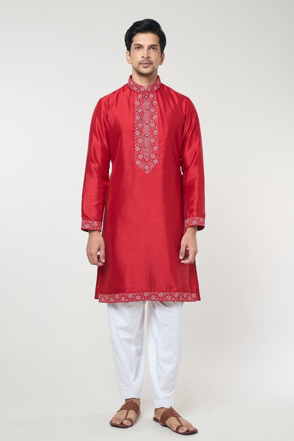 Cherry Red Embroidred Kurta Set