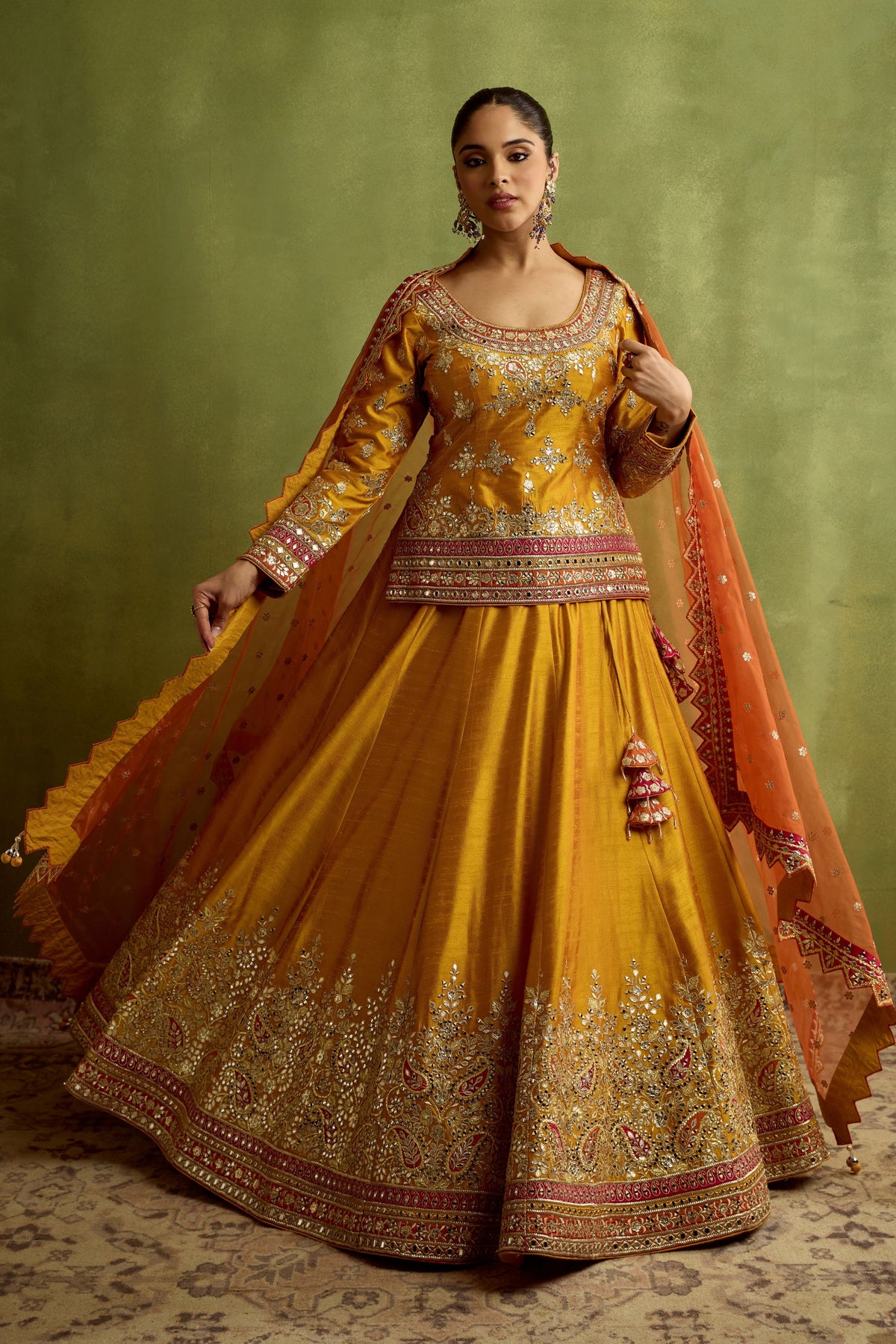 Silk Kurta Lehenga Set