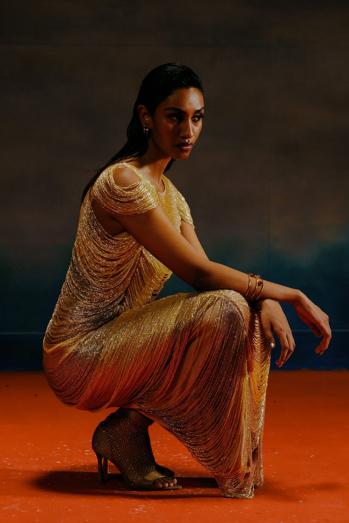 Gold Ombre Tassled Dress