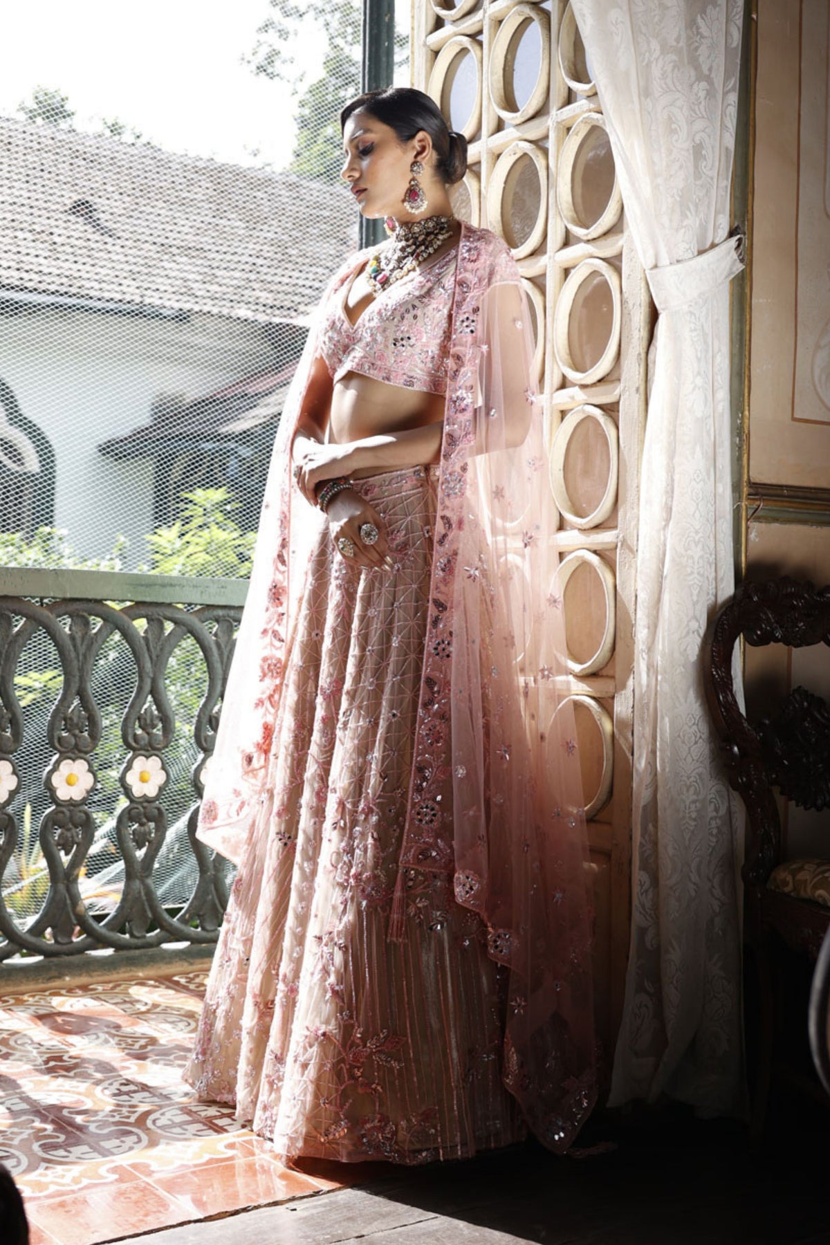 Pink Lehenga with Choli and Dupatta