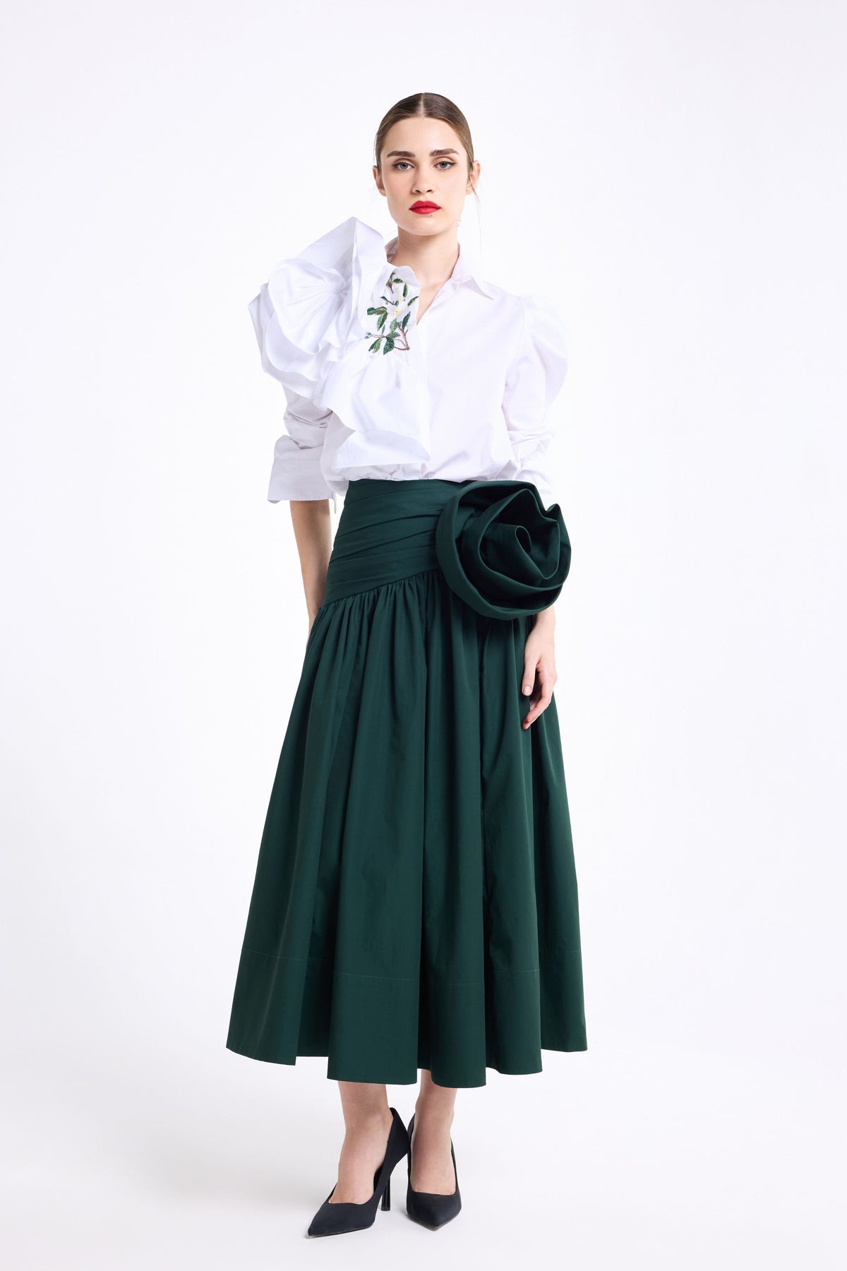 Draped Skirt With Flower