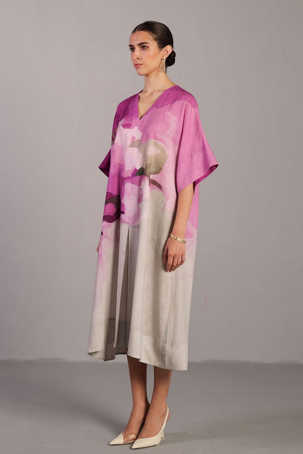 Beetroot &amp; Grey Long Dress