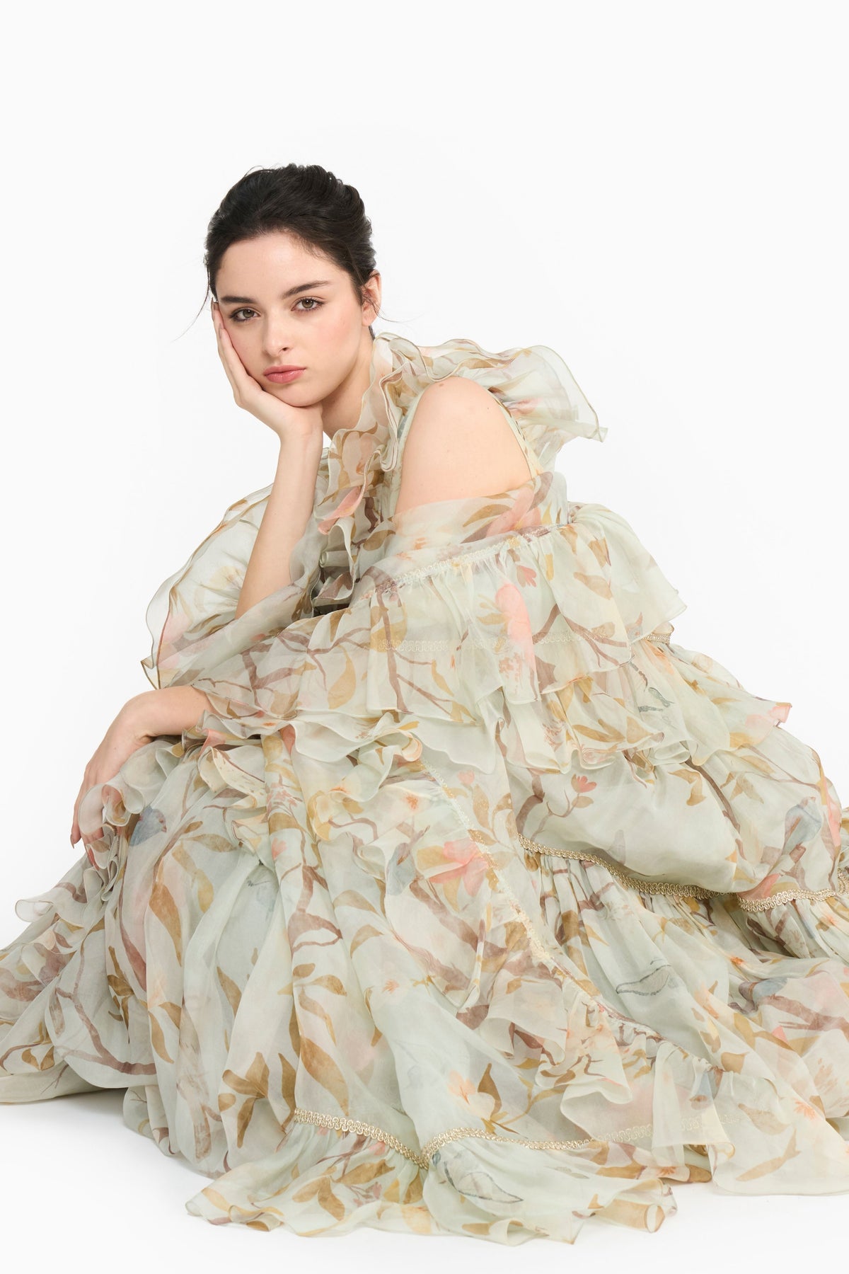 Light Teal Chinoiserie Lehenga Set