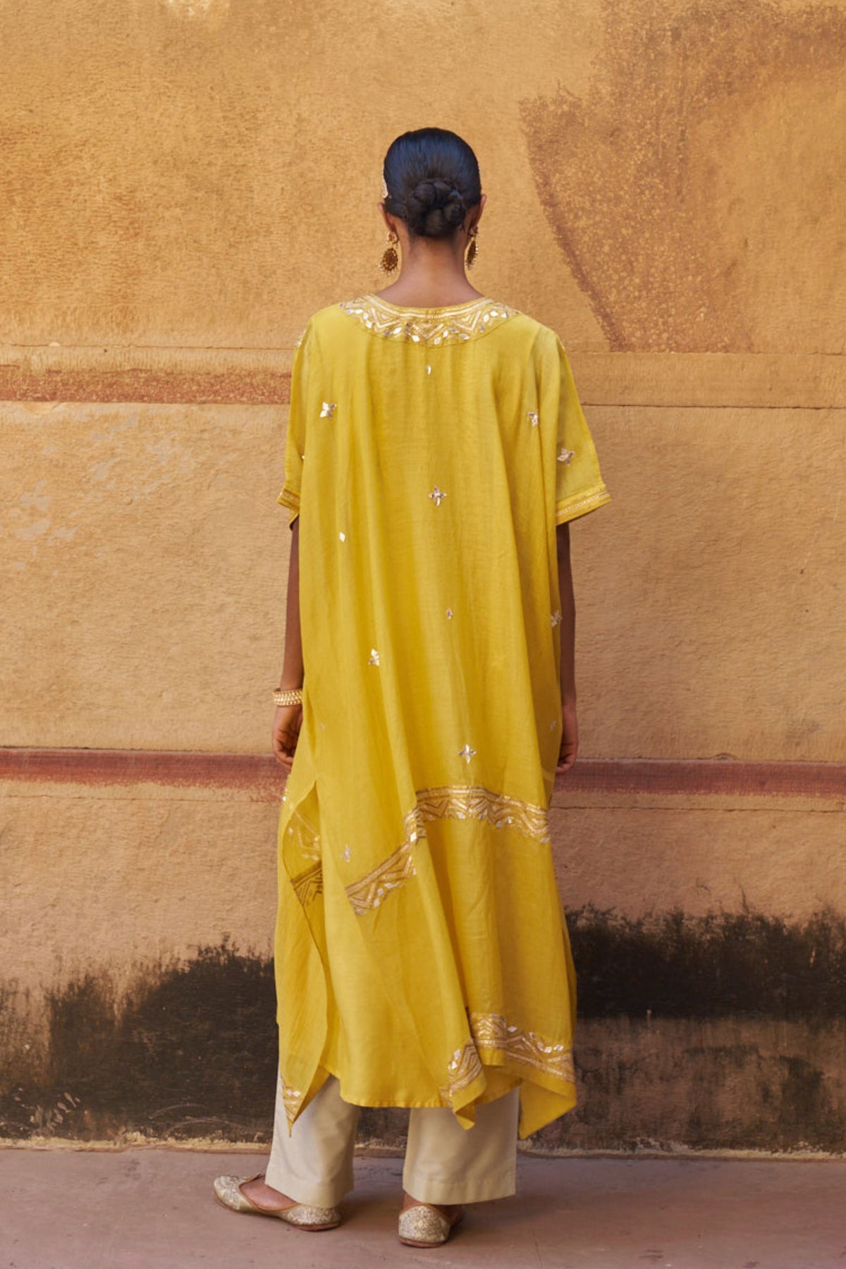 Yellow Gota Kaftan Set