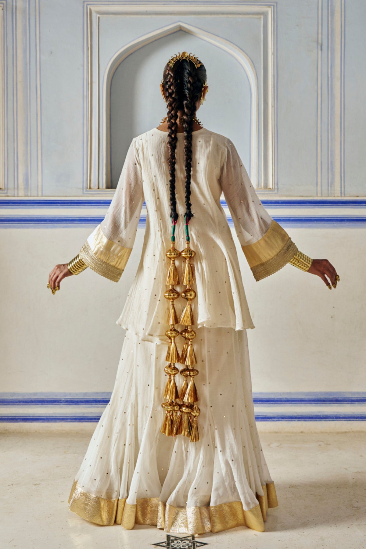 Ivory Mukesh Jacket With Sharara