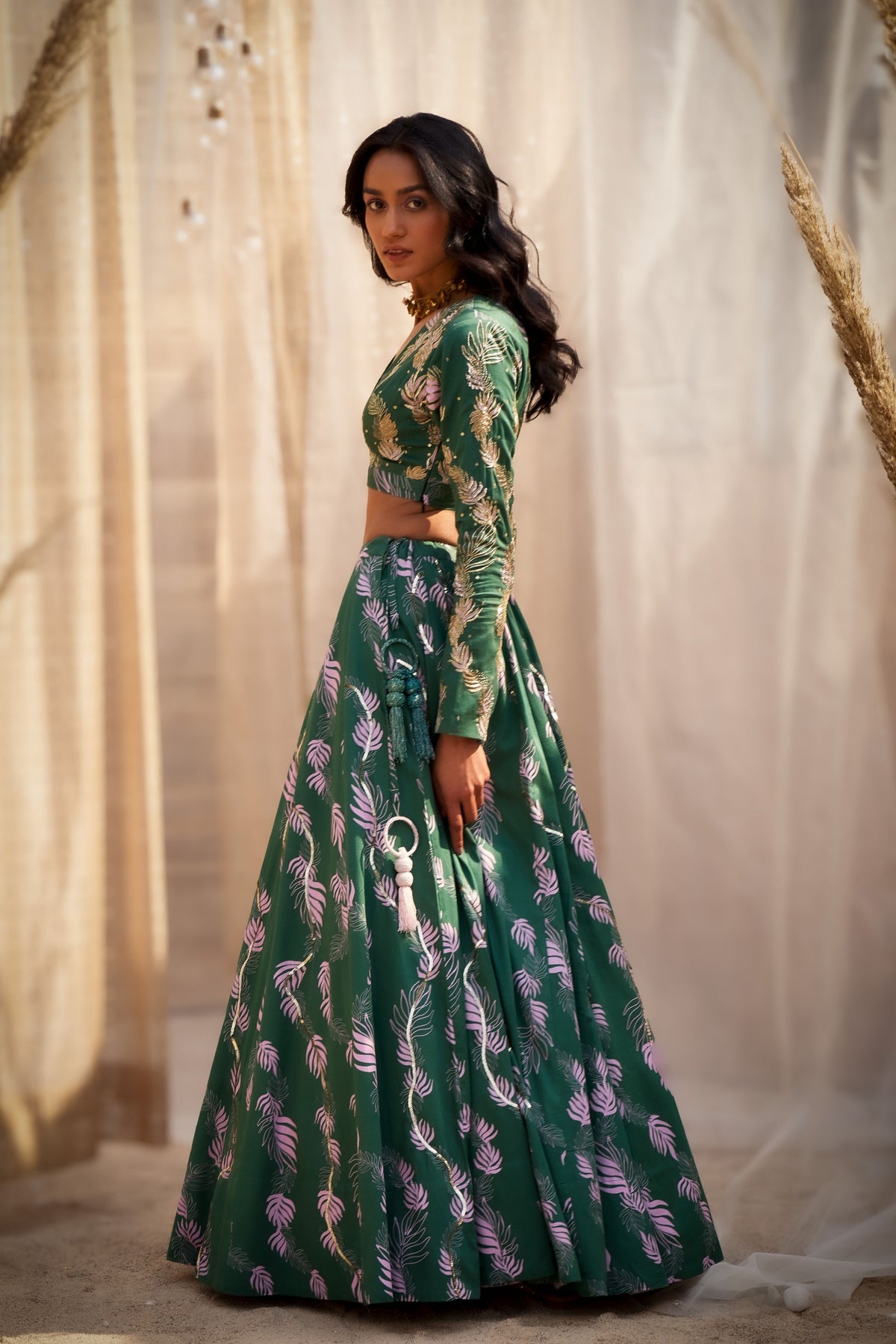 Reveria Printed Embroidered Lehenga Set