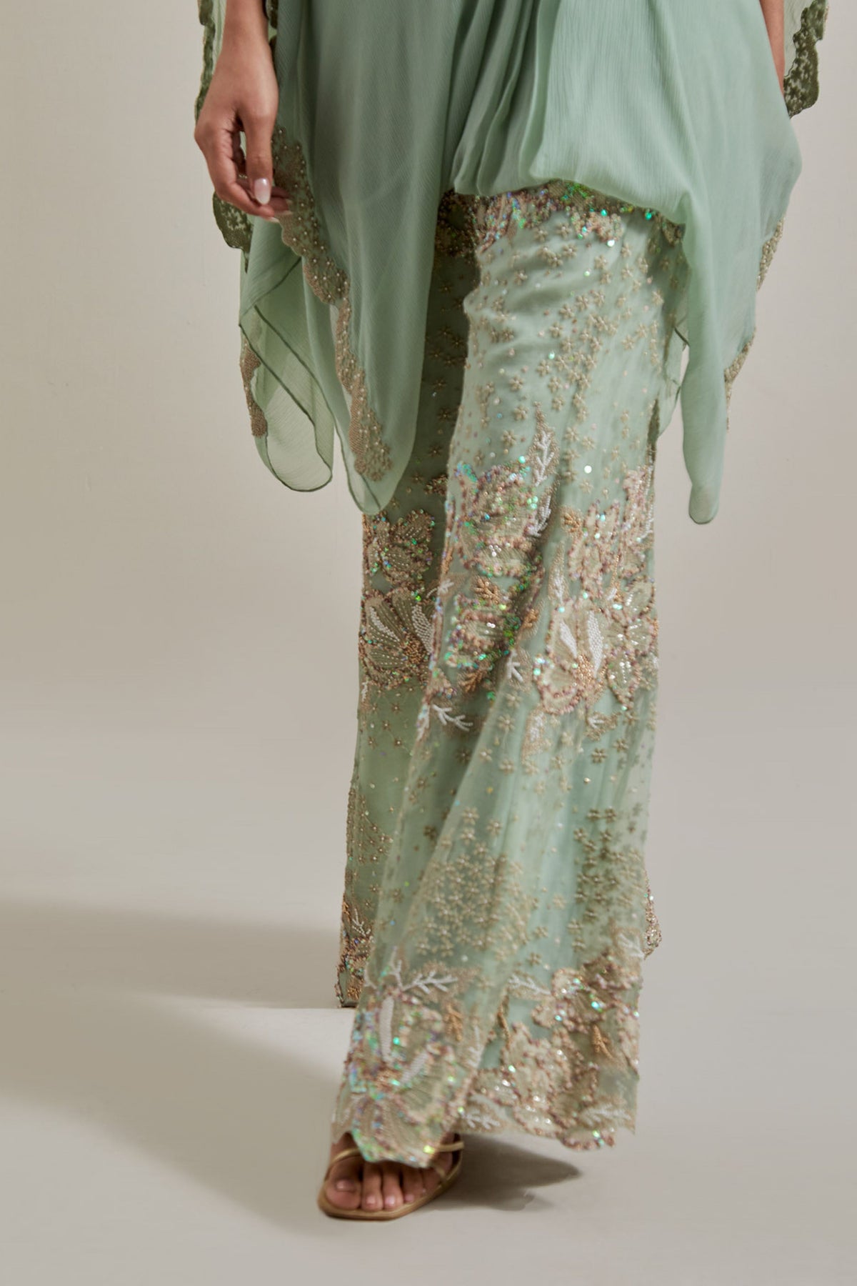 Sage Glimmer Kaftan Set