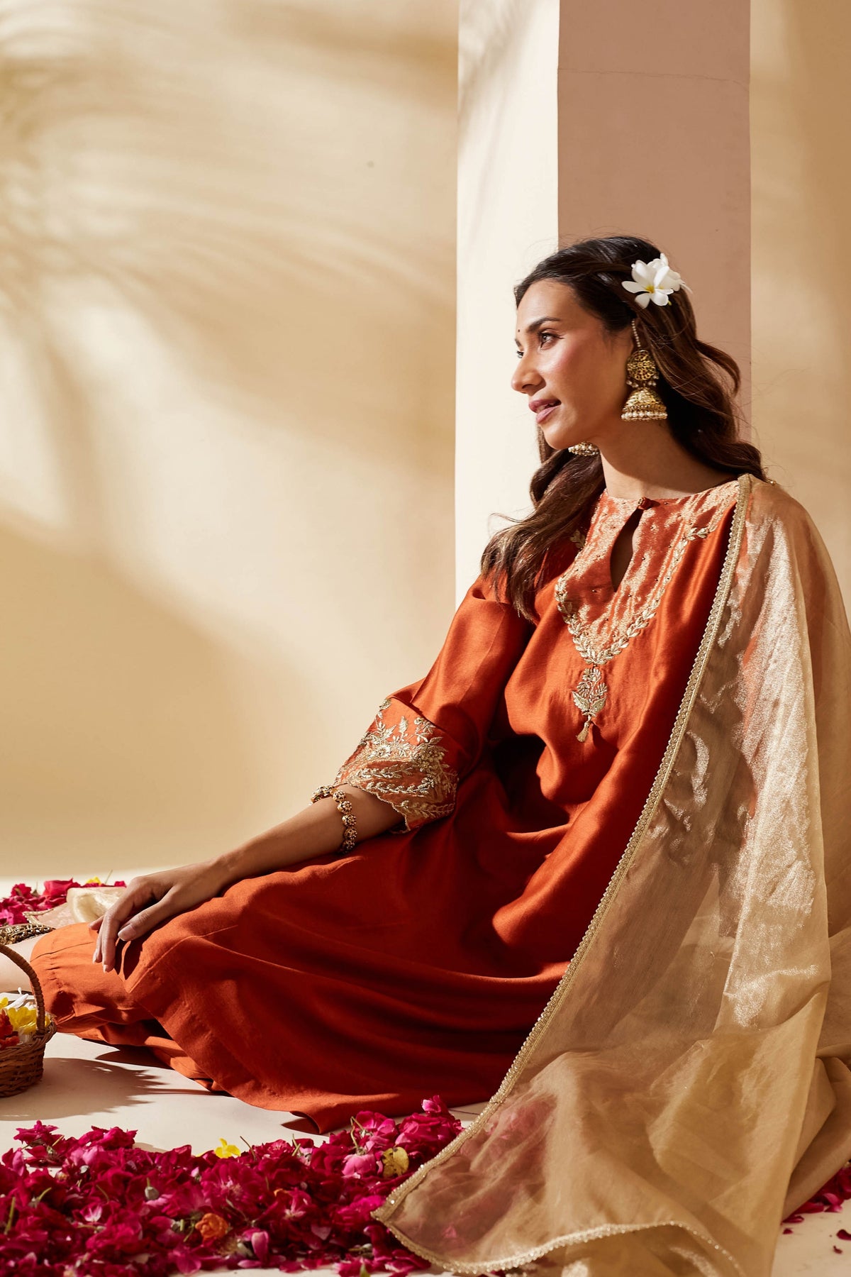 Orange Chanderi Svara Kurta Set