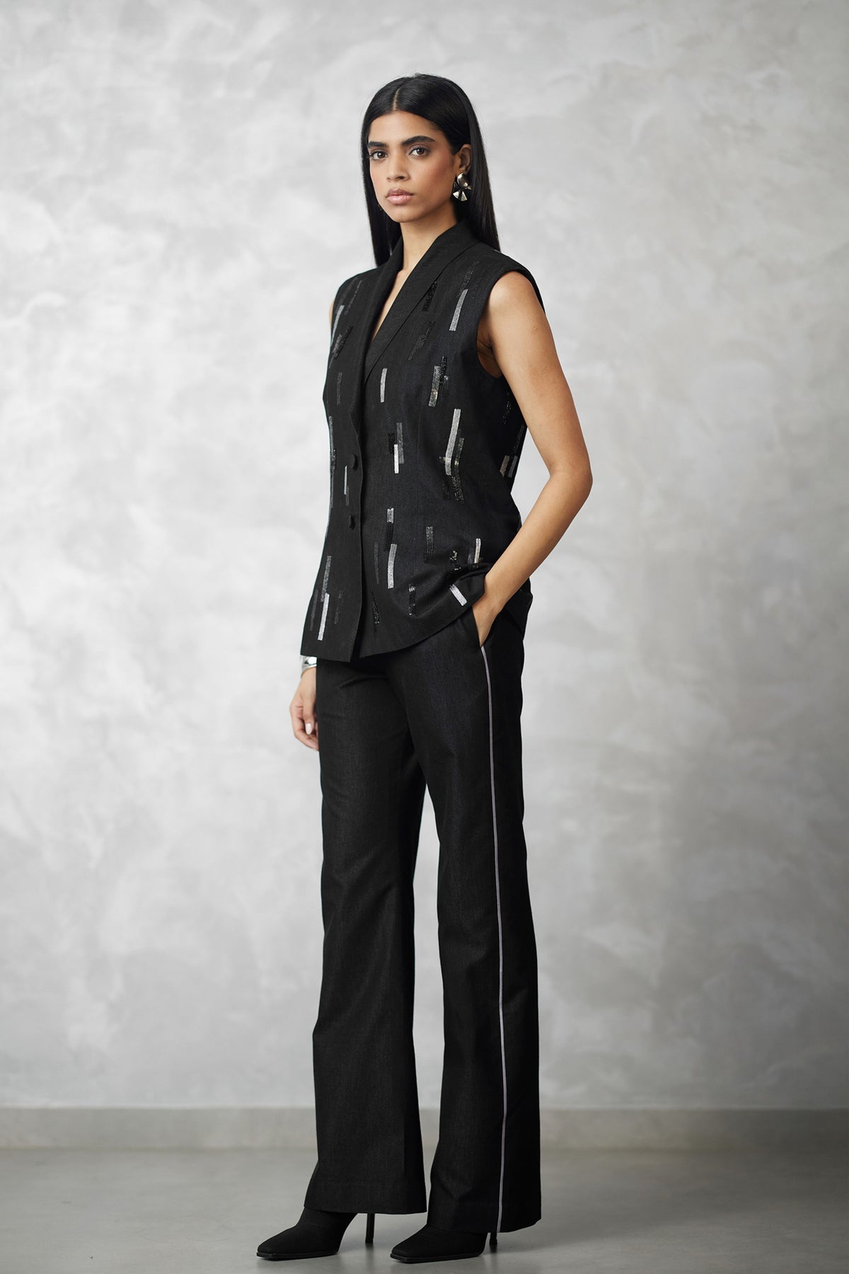 Skyline Denim Blazer With Pants