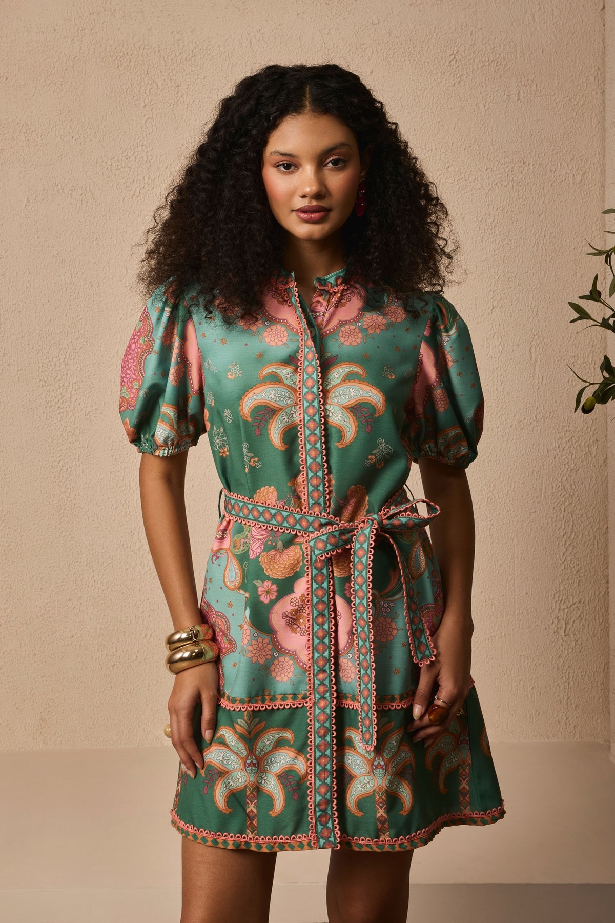 Olive Rosette Dress