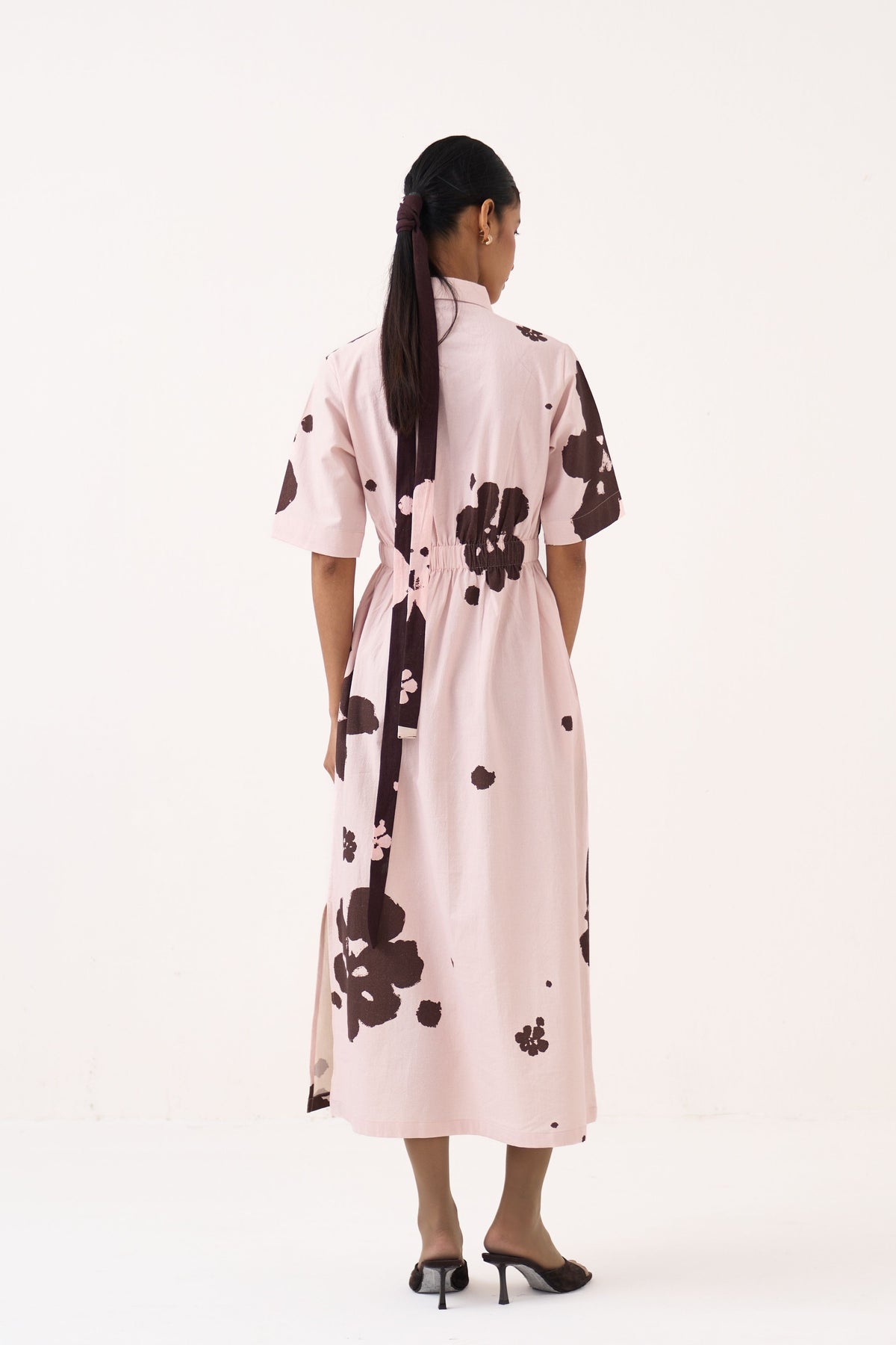 Collared Side Elastic Waist Dress