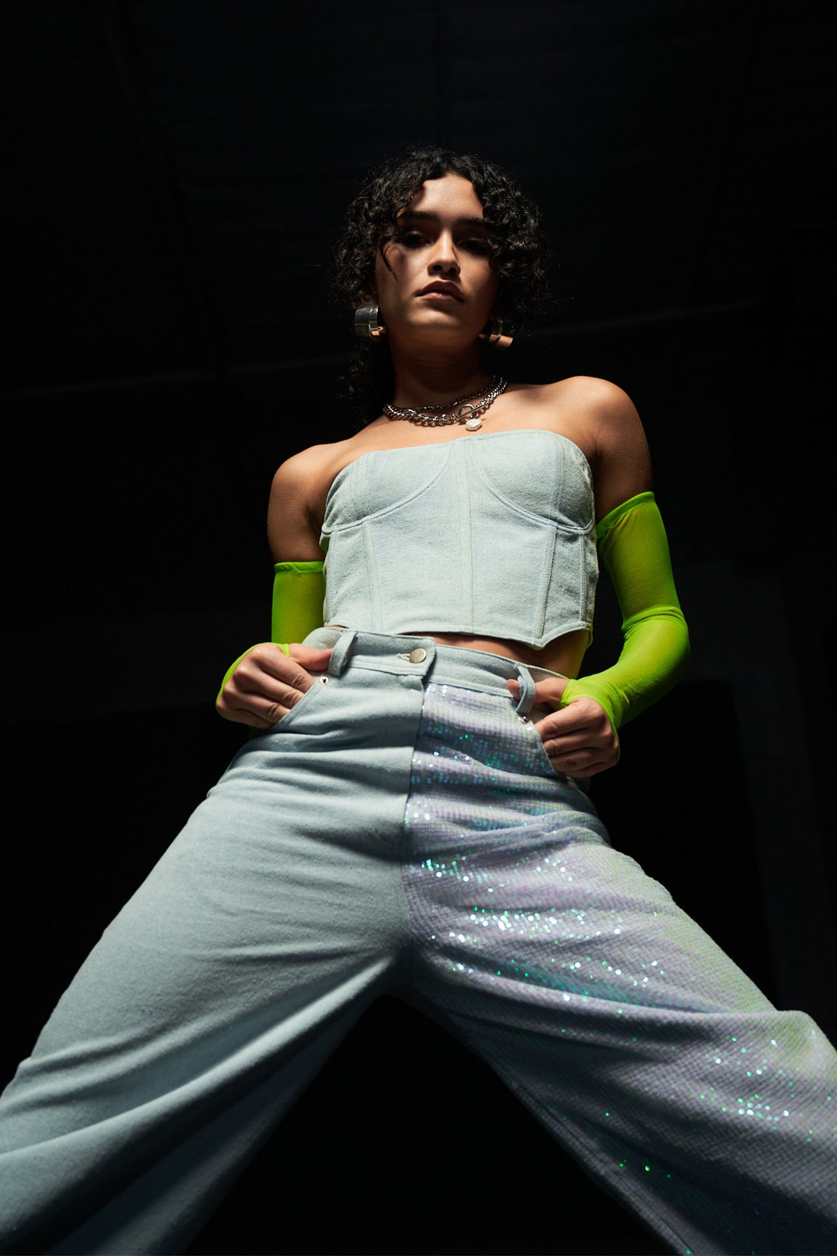 Sequin Detailed Denim Pants