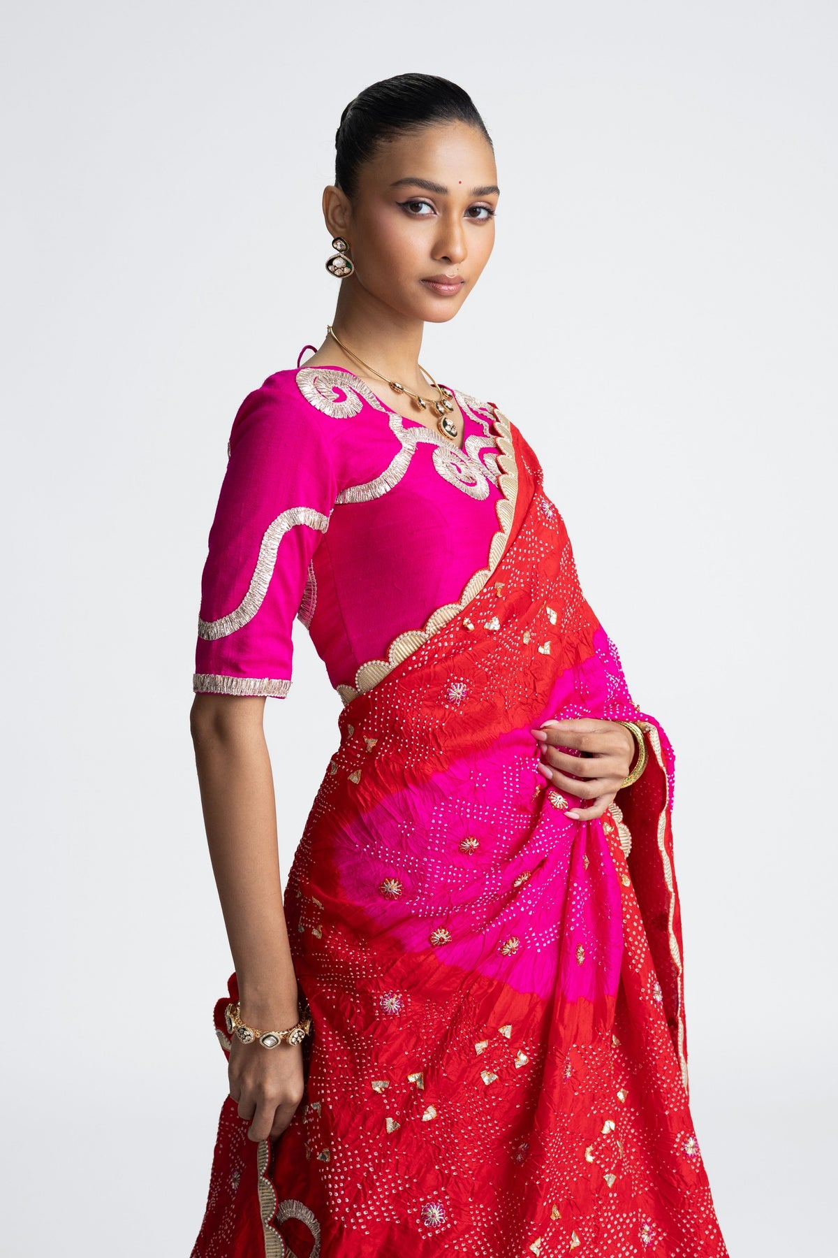 Red Rani Silk Lehenga