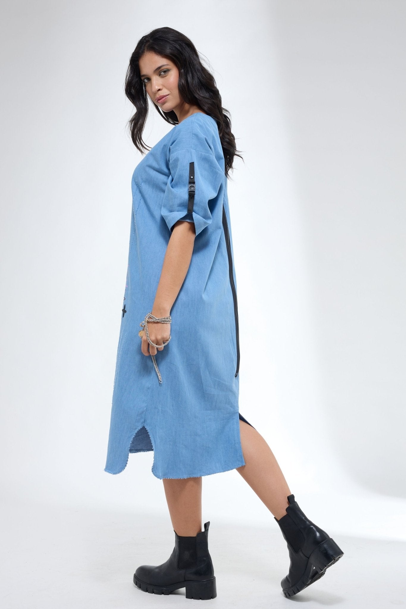 Denim Anti Fit Mid Dress - Krati Jain - Elahe